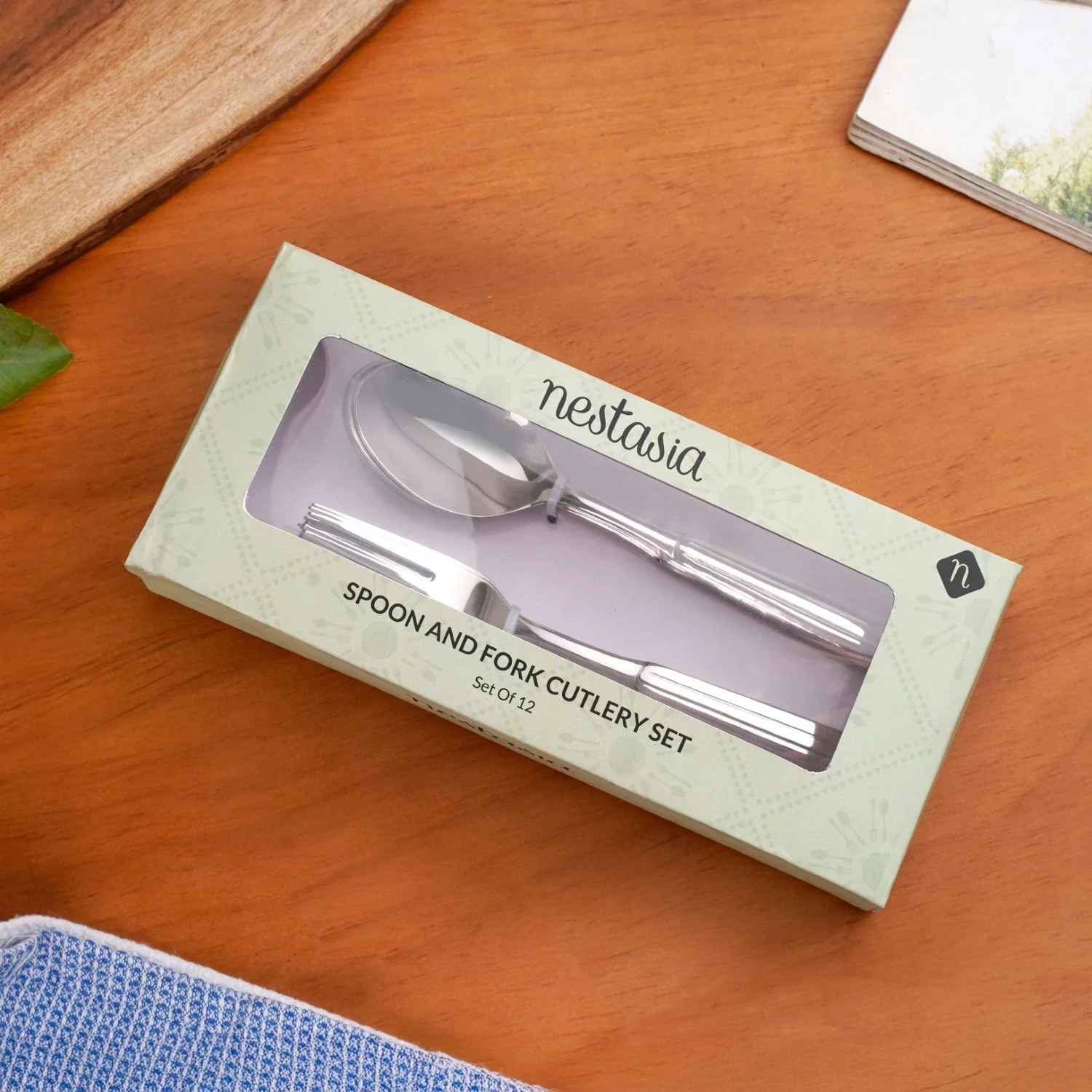 Fluted Stainless Steel Table Spoon And Fork Set Of 12 - Image 7