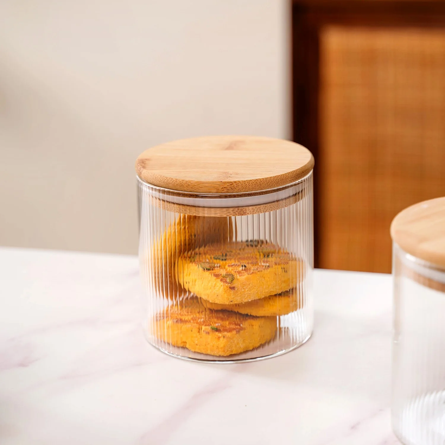 Fluted Storage Glass Jar Set Of 4 730ml - Image 7