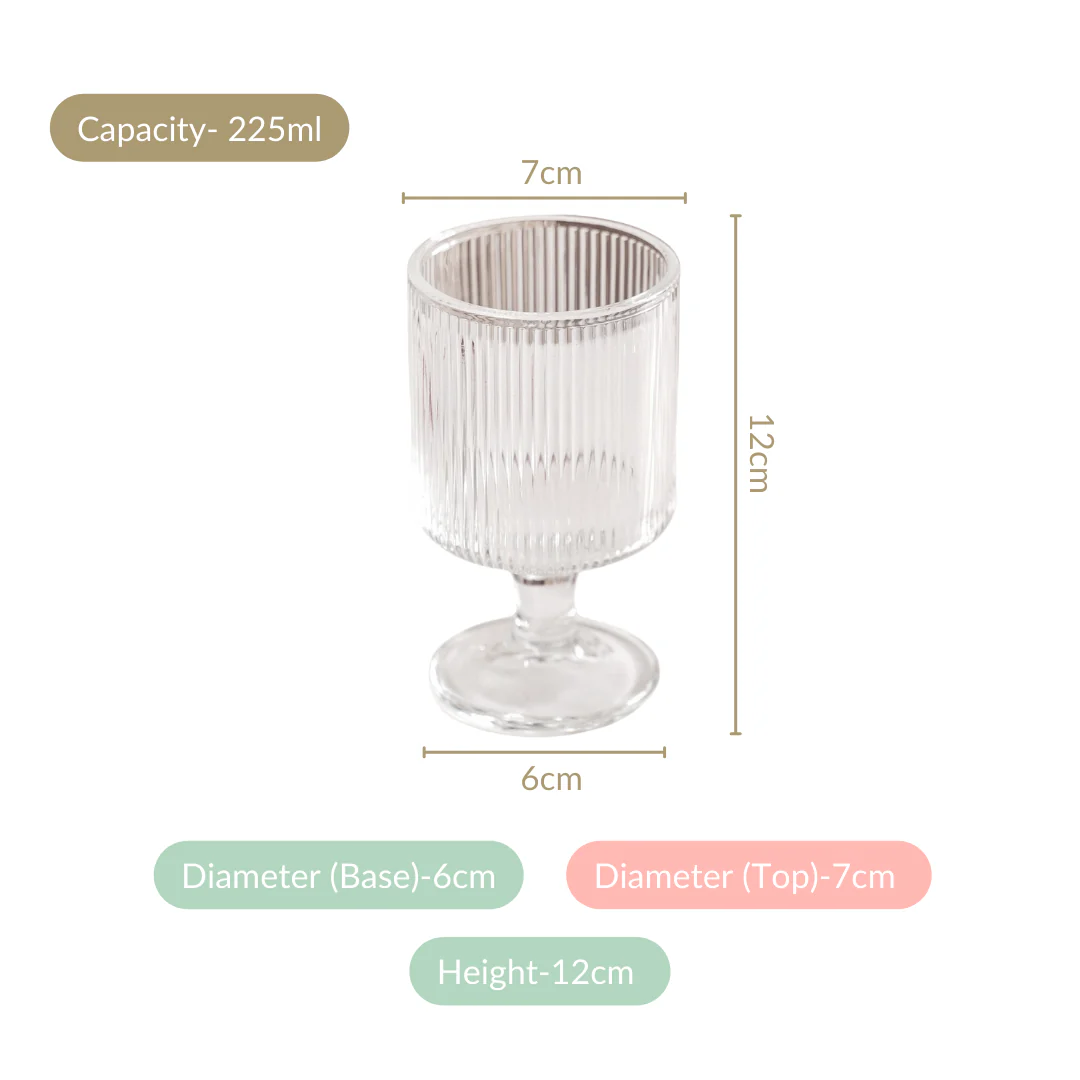 Fluted Transparent Stemmed Goblet Set Of 6 225ml - Image 4