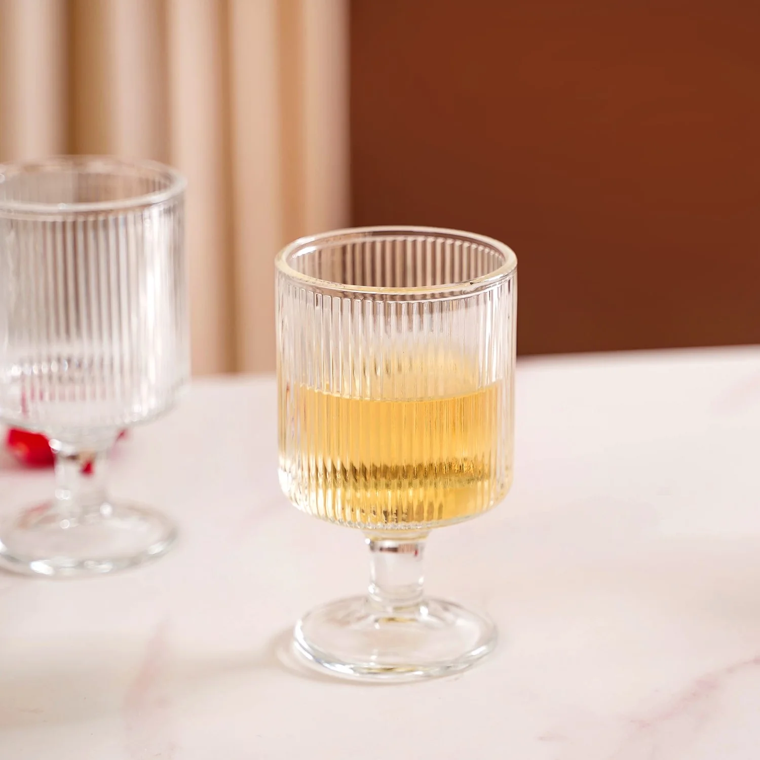 Fluted Transparent Stemmed Goblet Set Of 6 225ml - Image 8