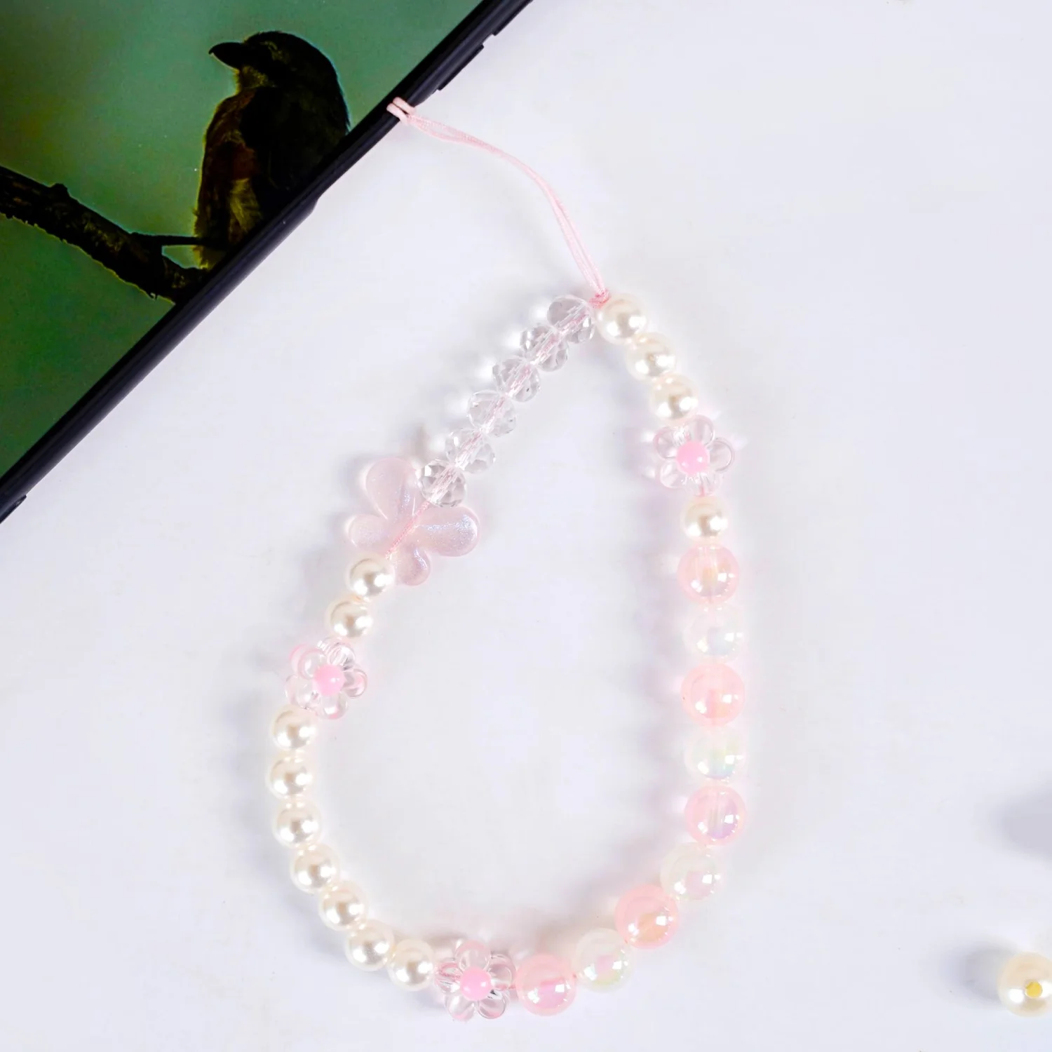 Flutter In Pink Mobile Phone Charm Lanyard - Image 3