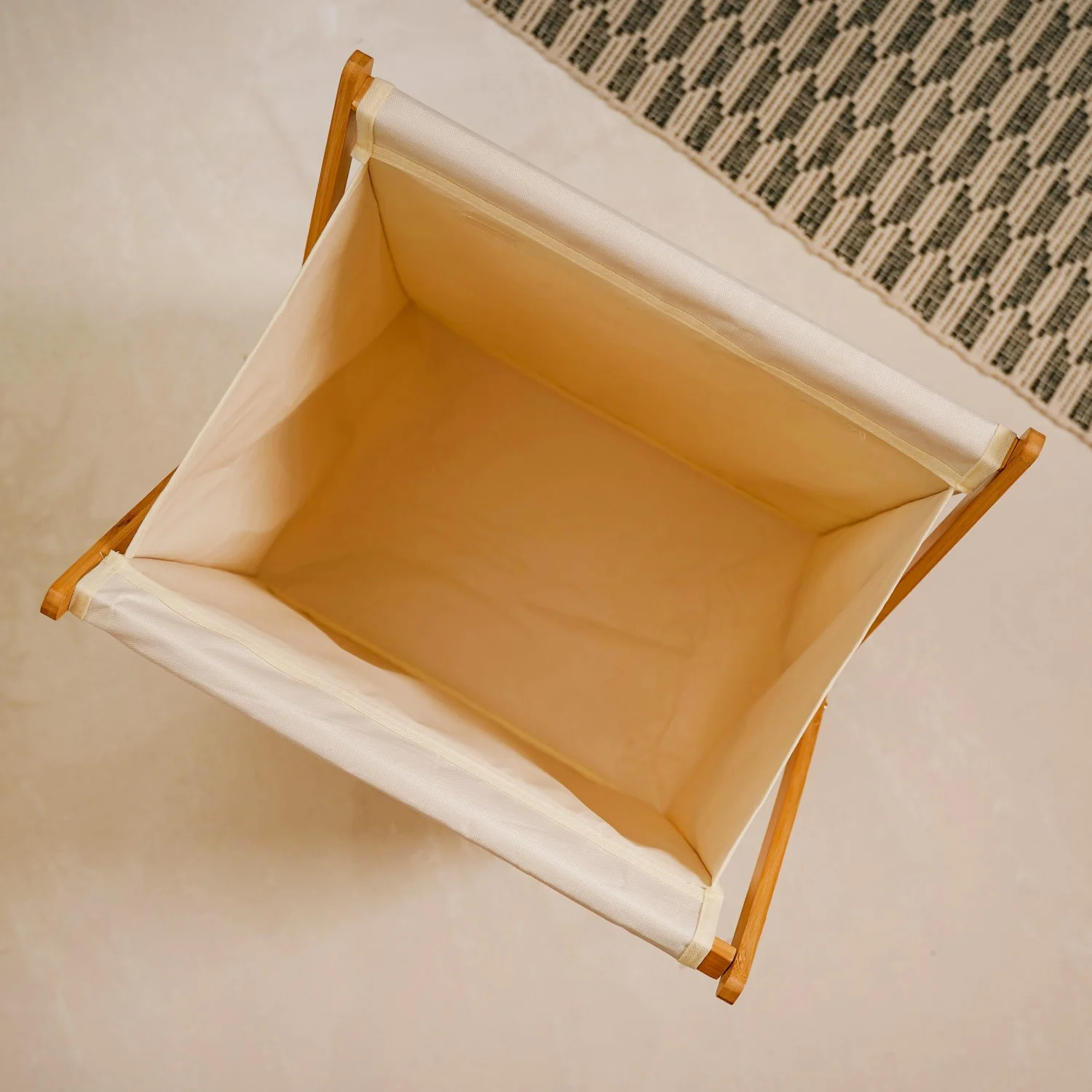 Foldable Bamboo Laundry Basket Off White - Image 5