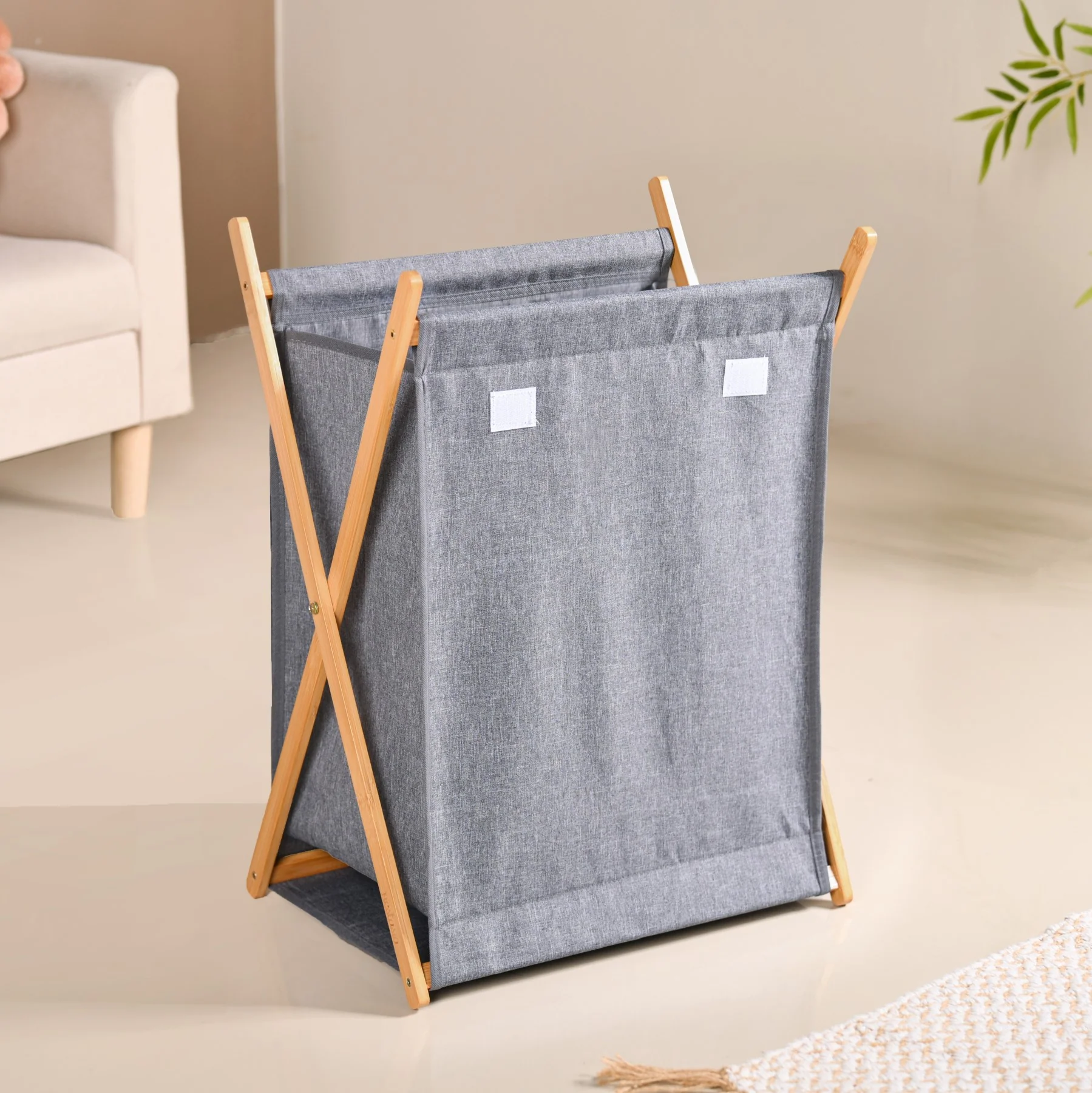 Foldable Cloth Laundry Basket Grey - Image 8