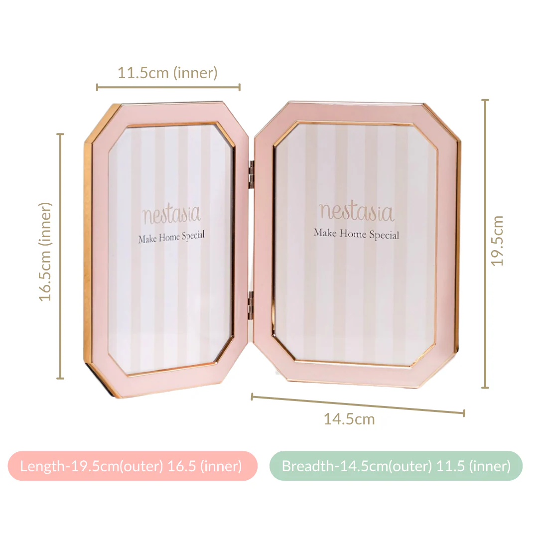 Foldable Double Photo Frame Powder Pink 11"x5.5" - Image 6