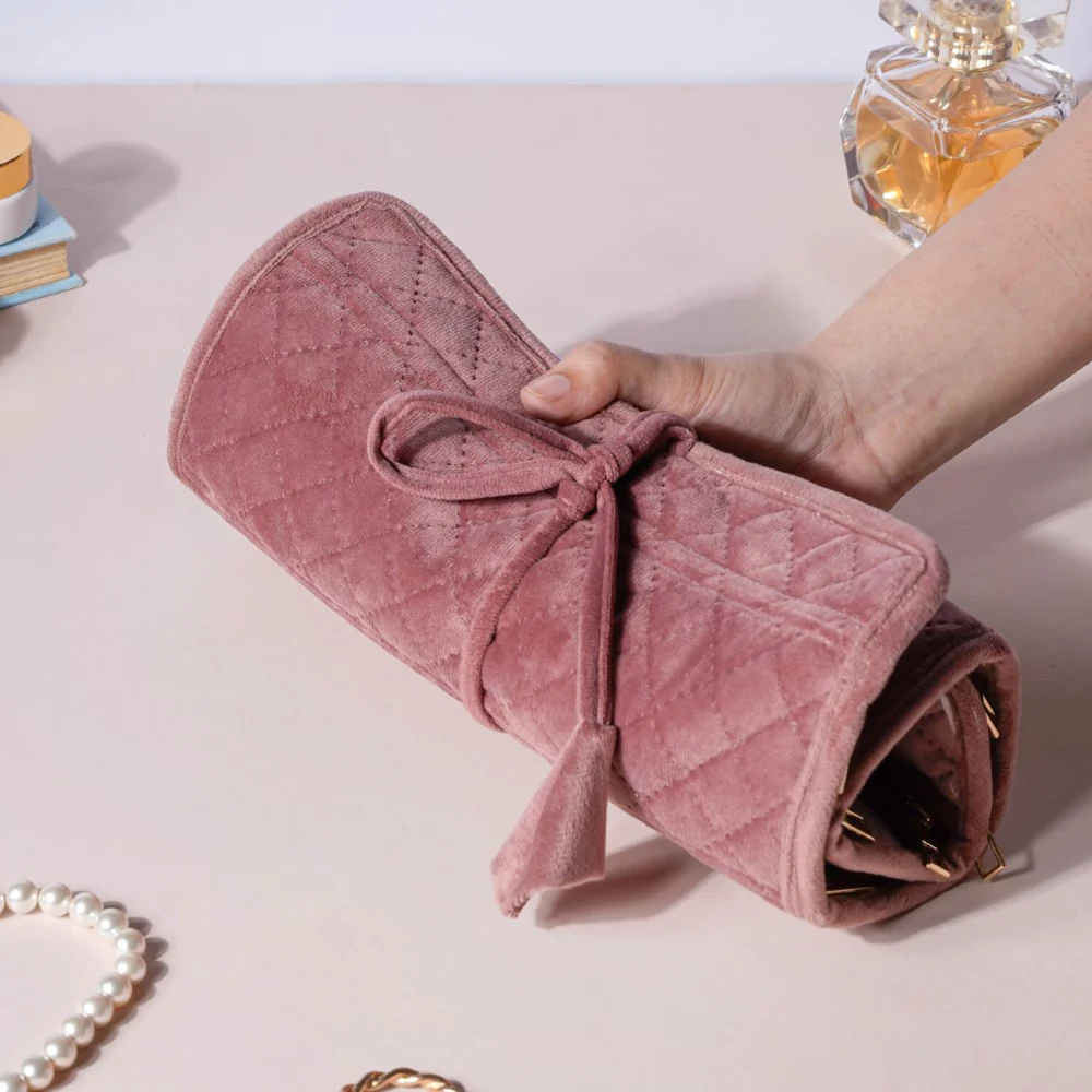 Foldable Jewellery Organiser Roll Pink 10x20 inch - Image 11