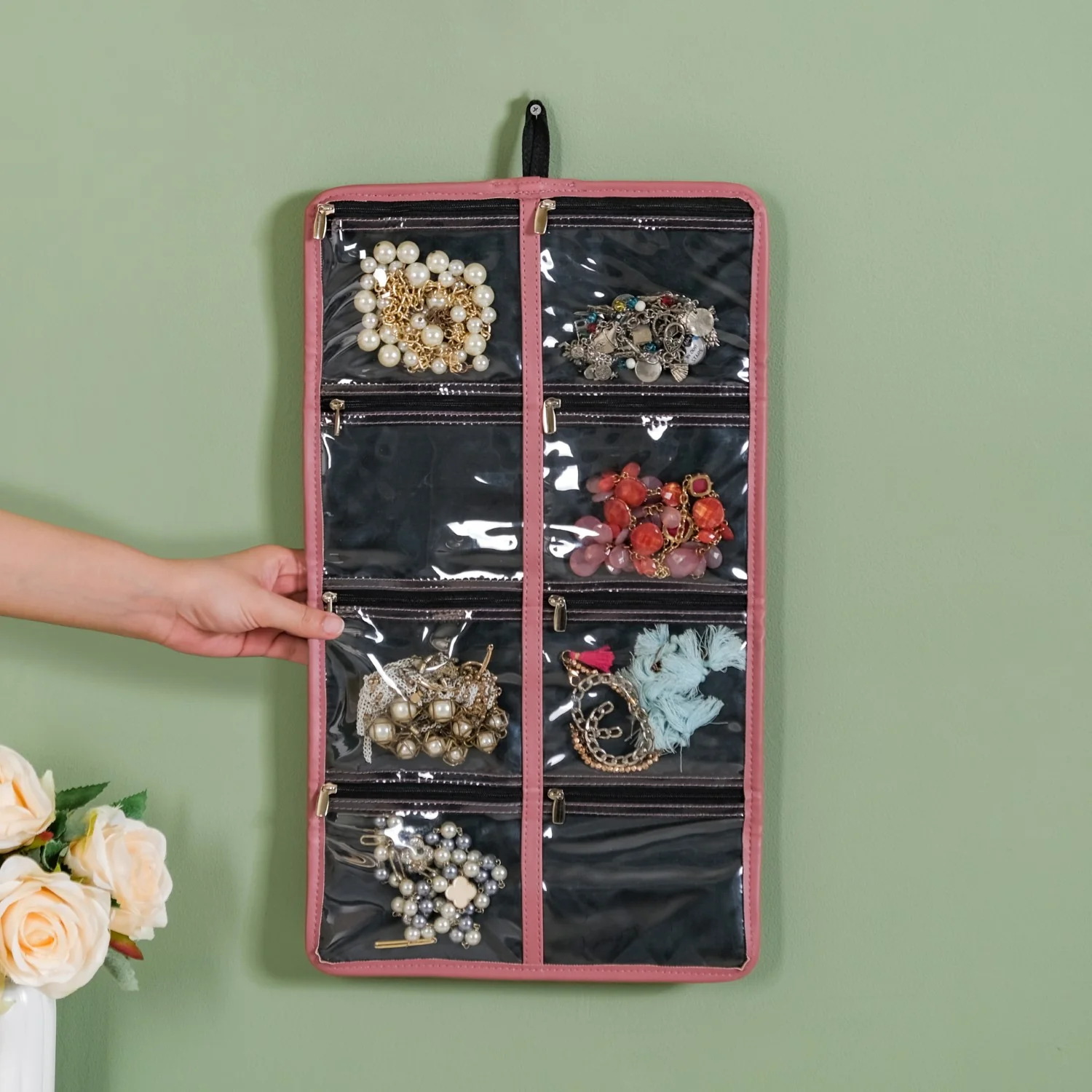 Foldable Pink Jewellery Organizer - Image 5