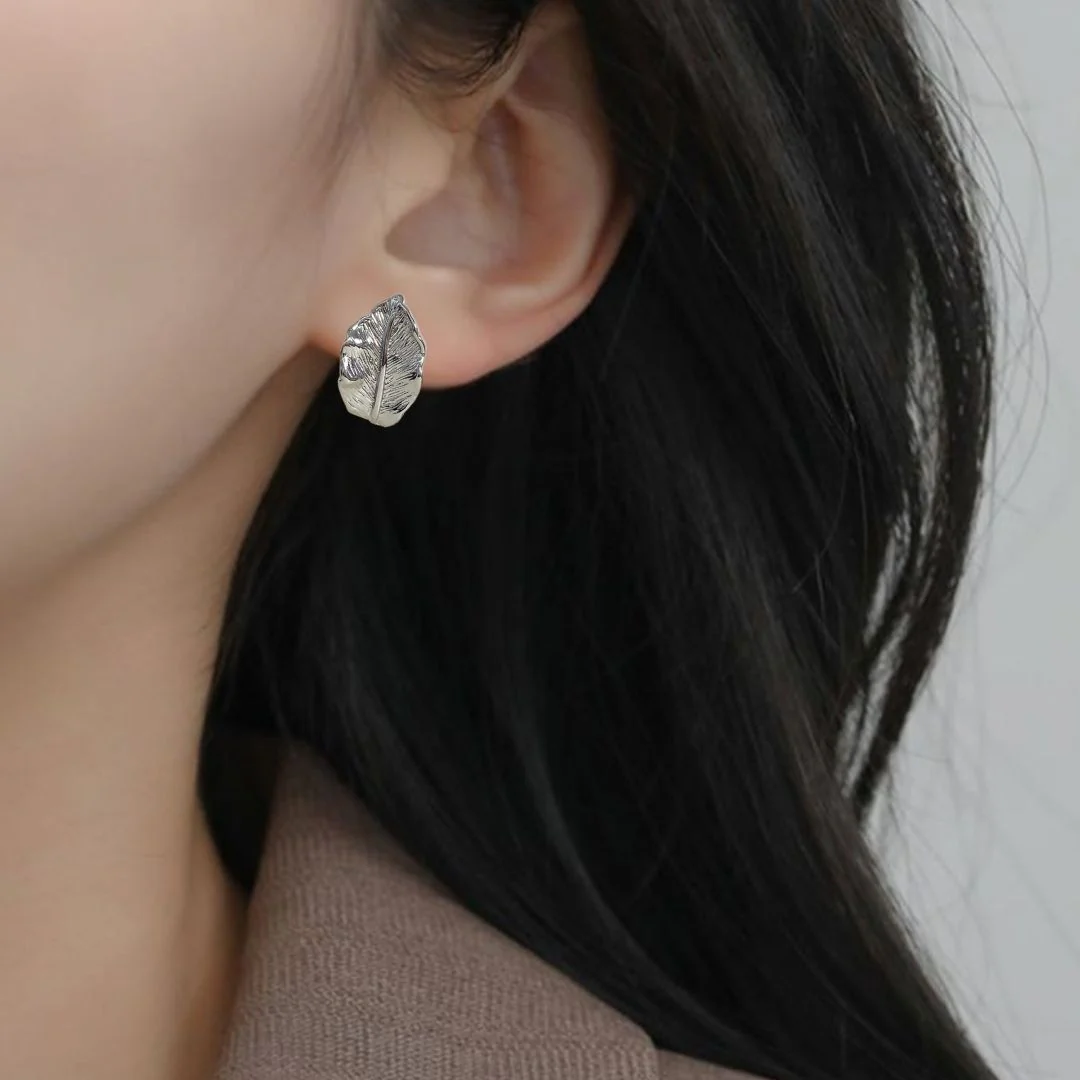 Foliage Stud Earrings Silver - Image 5