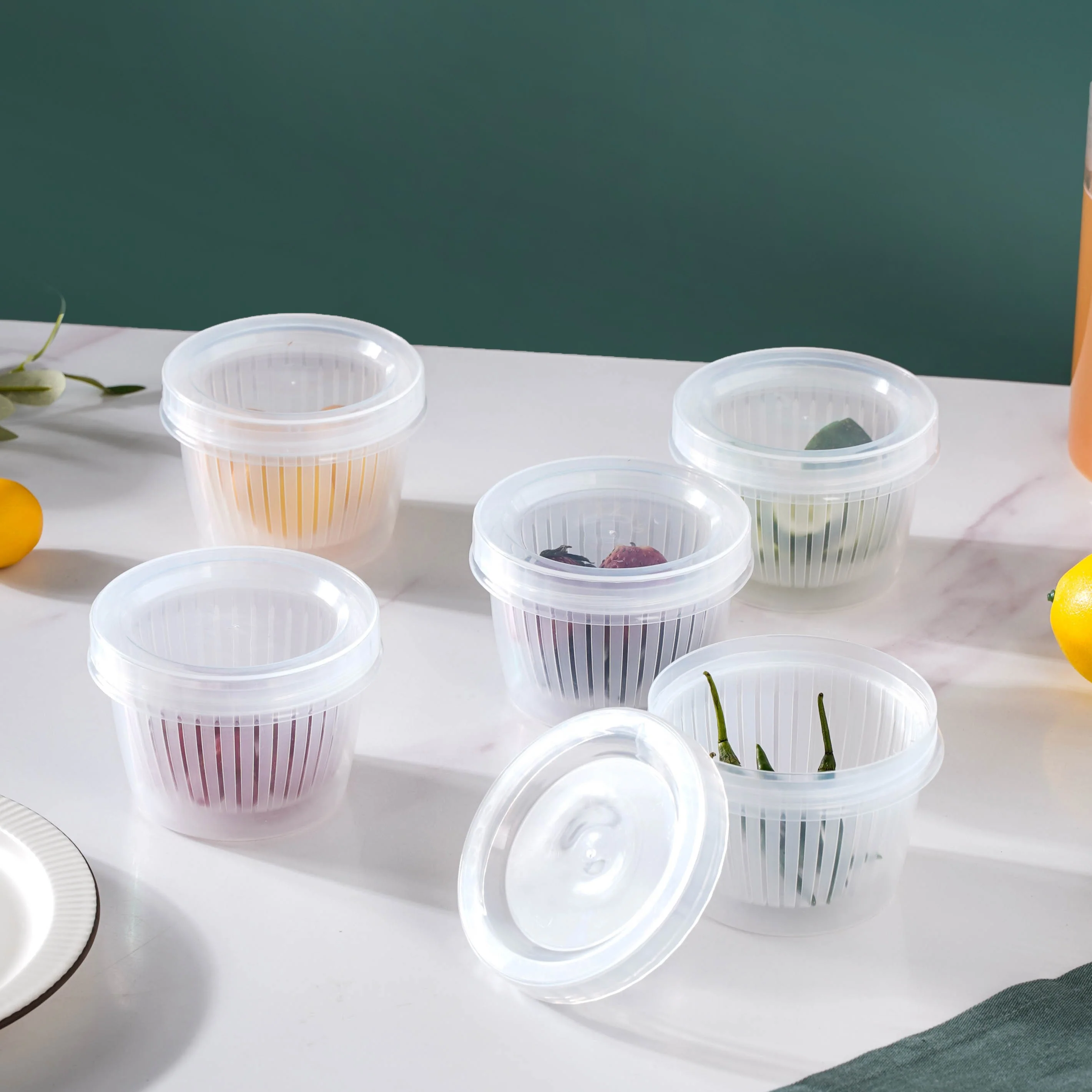 Food Storage Box With Strainer Set Of 5