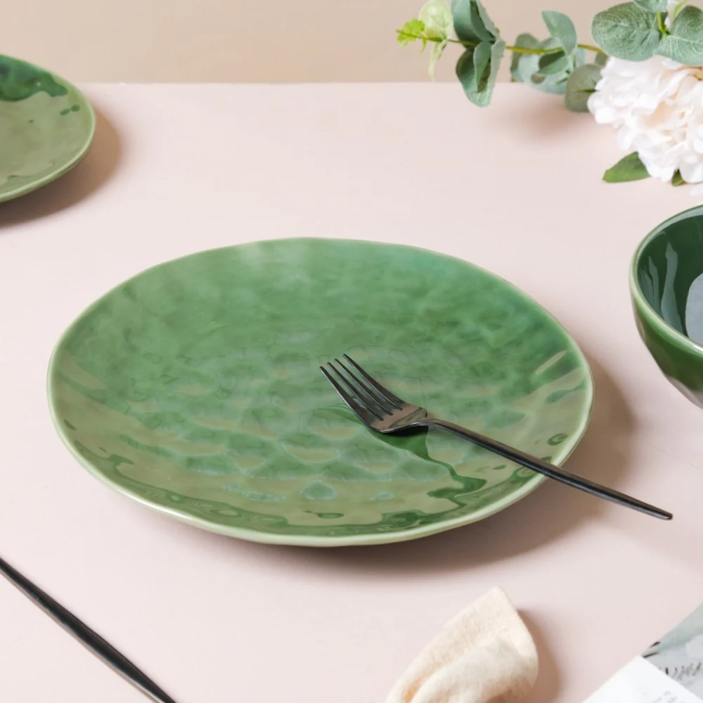 Forest Green Gloss Ceramic Dinner Plate 9.8 Inch - Image 7