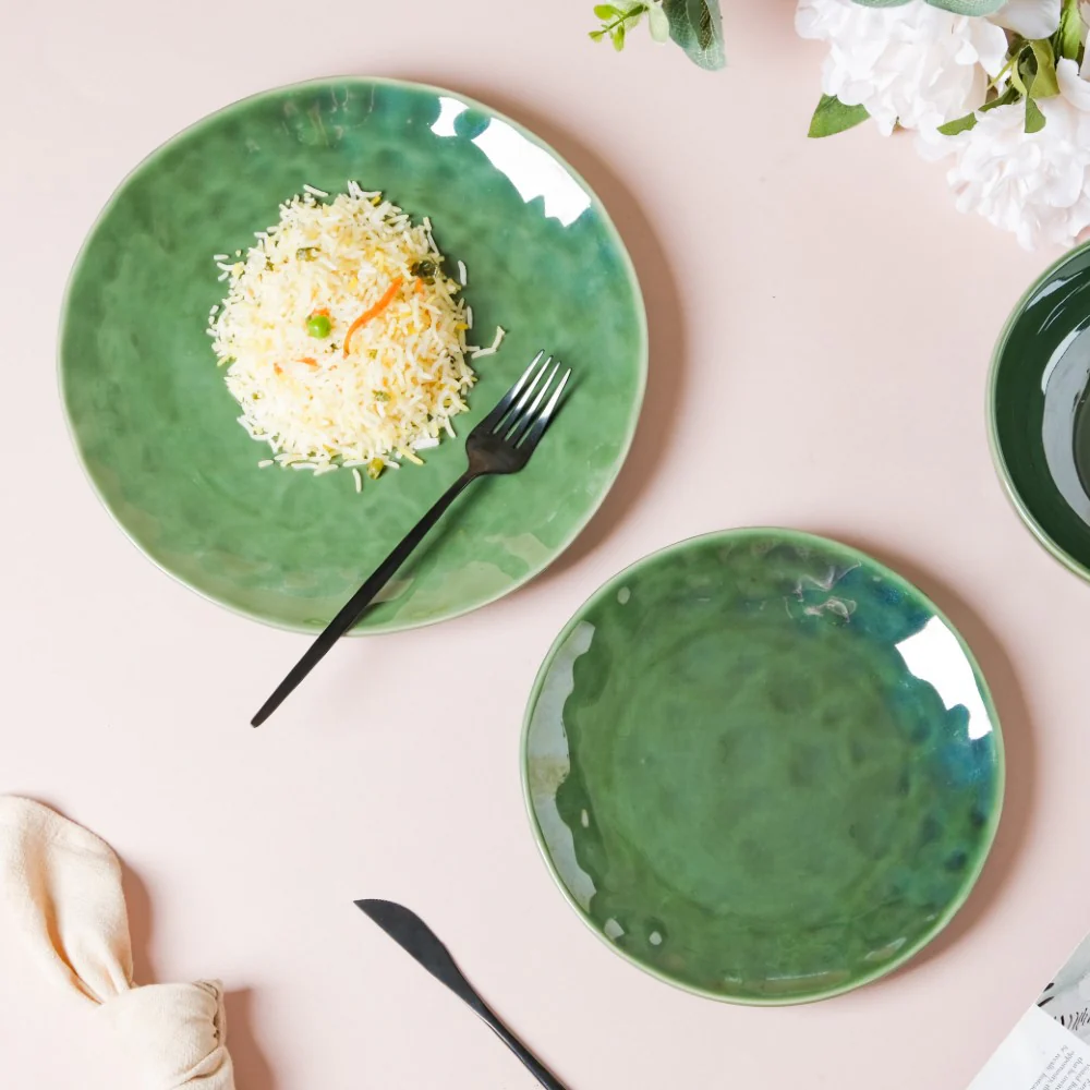Forest Green Gloss Ceramic Dinner Plate 9.8 Inch - Image 8