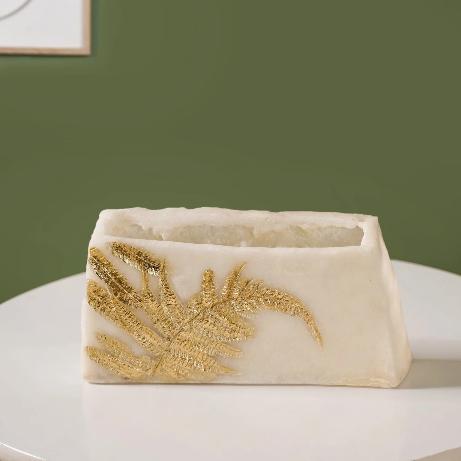 Fossil Finish Fern Leaf Design Decor Vase - Image 10