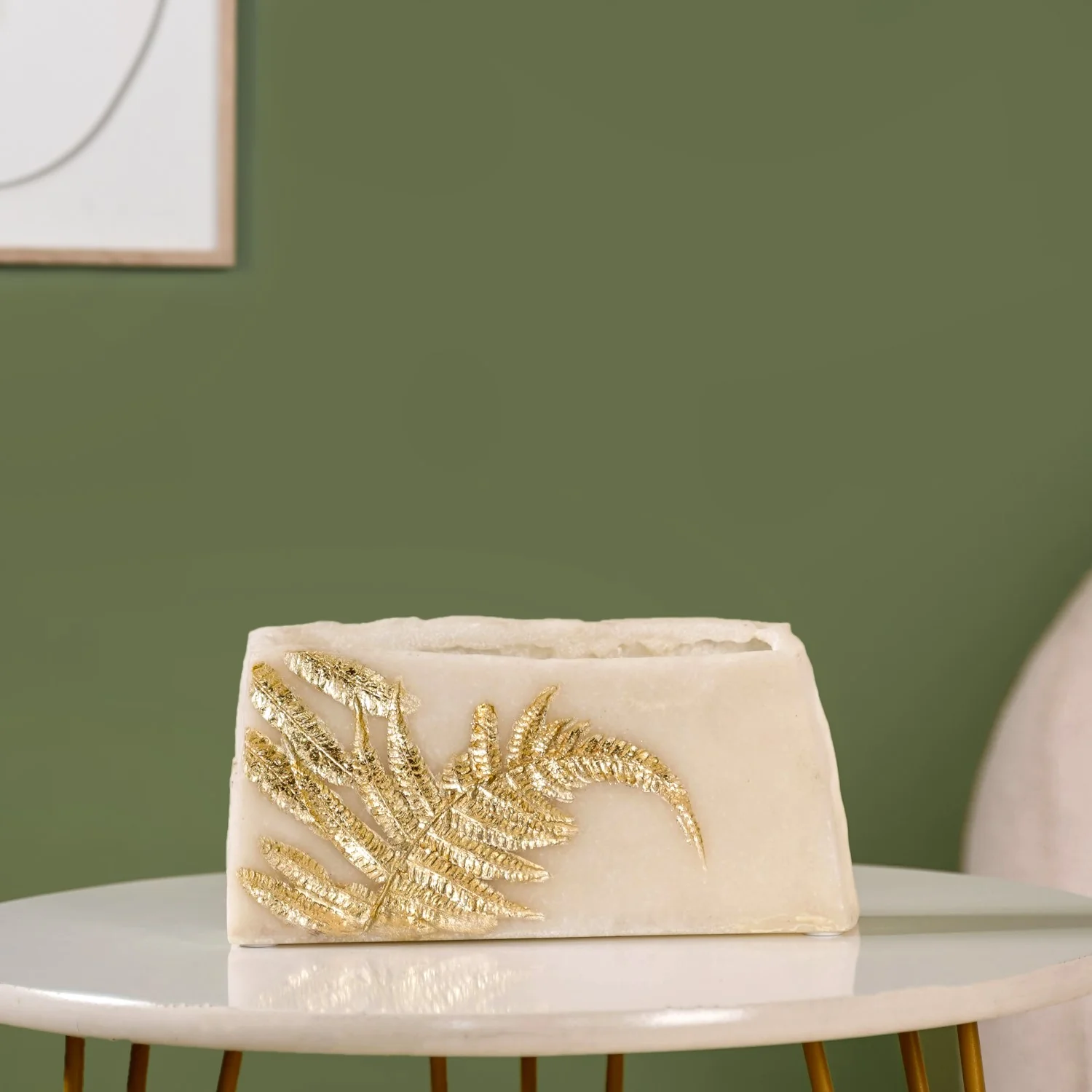 Fossil Finish Fern Leaf Design Decor Vase - Image 2