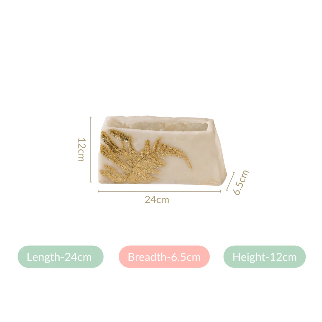 Fossil Finish Fern Leaf Design Decor Vase - Image 4