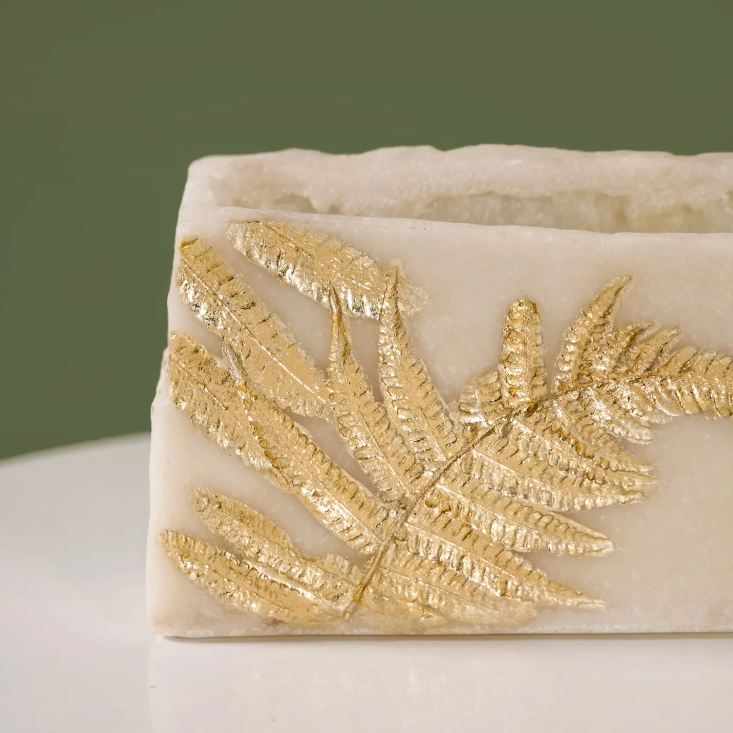 Fossil Finish Fern Leaf Design Decor Vase - Image 7