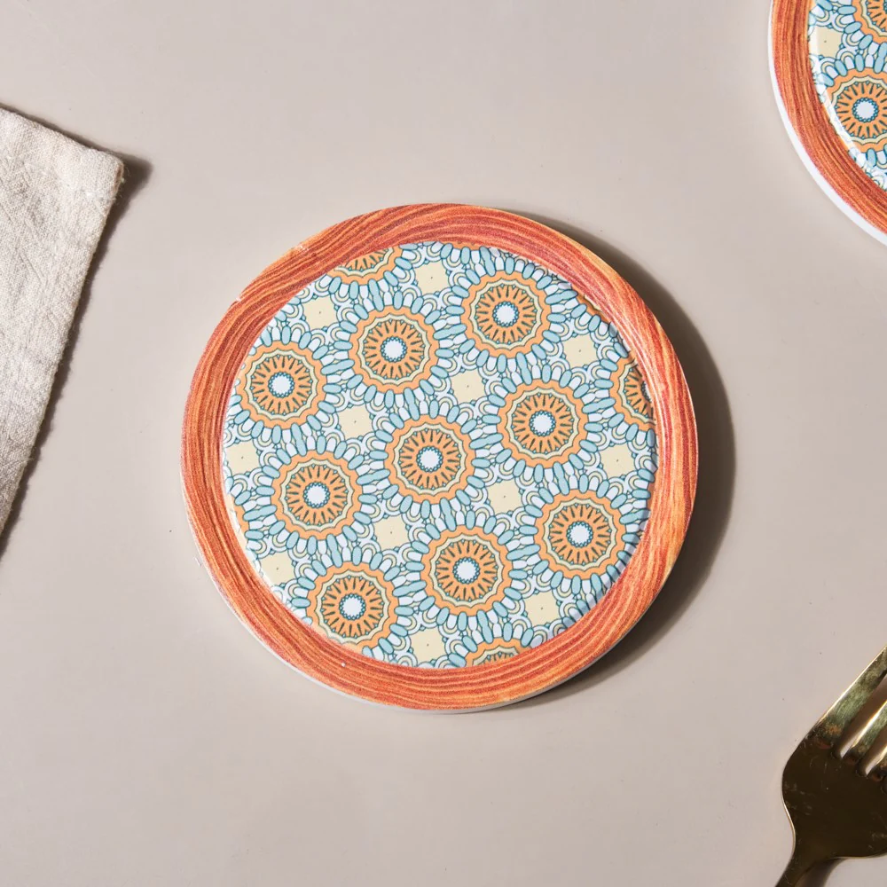 Frame Patterned Ceramic Coaster Set of 4 - Image 5
