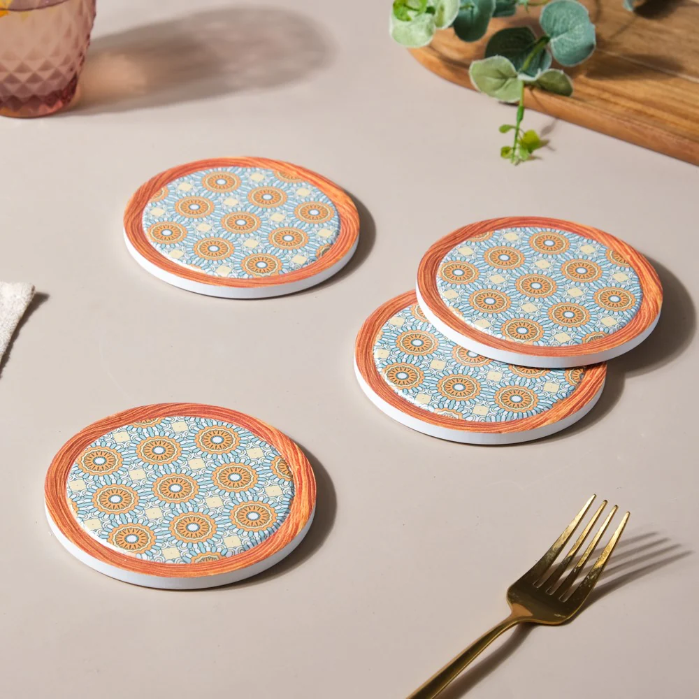 Frame Patterned Ceramic Coaster Set of 4 - Image 6