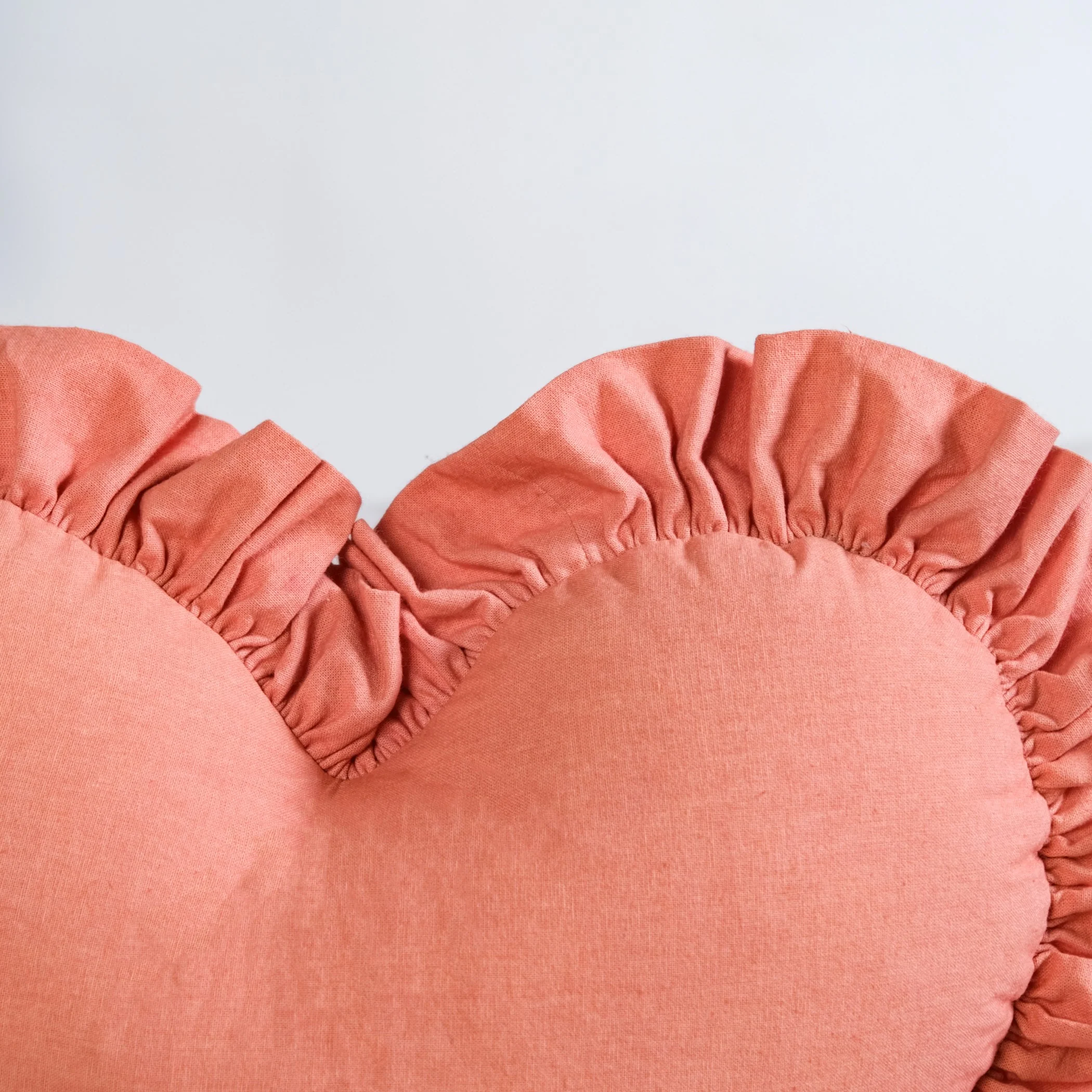 Frilly Heart Cotton Cushion Dusty Pink 43x38cm - Image 2