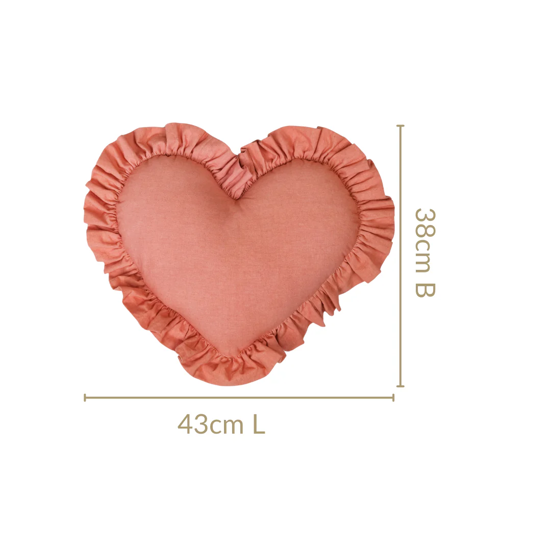 Frilly Heart Cotton Cushion Dusty Pink 43x38cm - Image 3