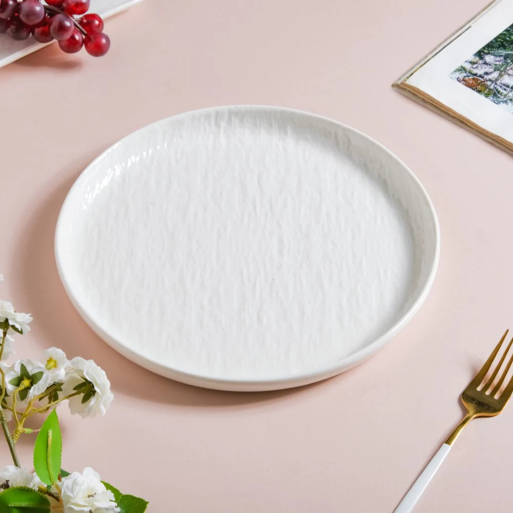 Frore Round Textured Dinner Plate White 9.5 Inch - Image 5