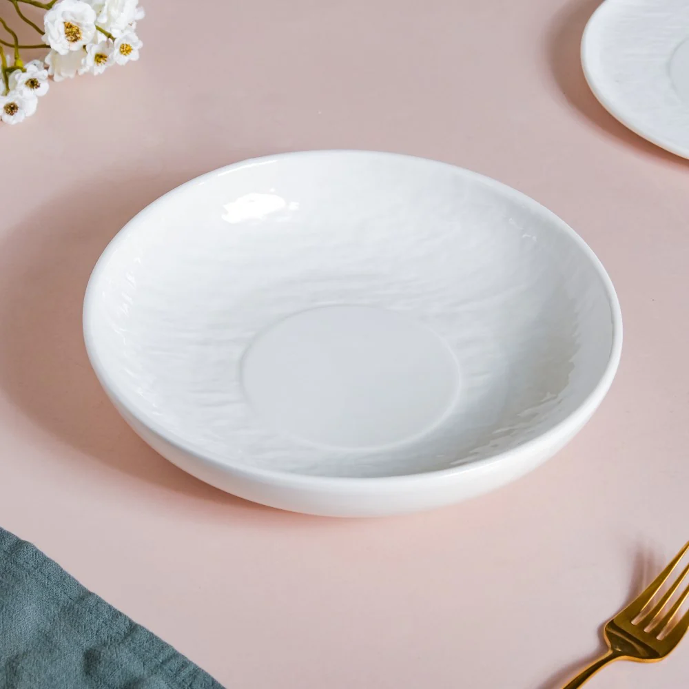 Frore Textured Ceramic Deep Dish White 8.5 Inch - Image 7