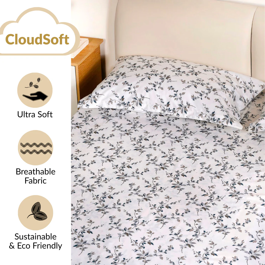 Frostbloom Pure Cotton King Size Bedding Set 275x275cm - Image 5