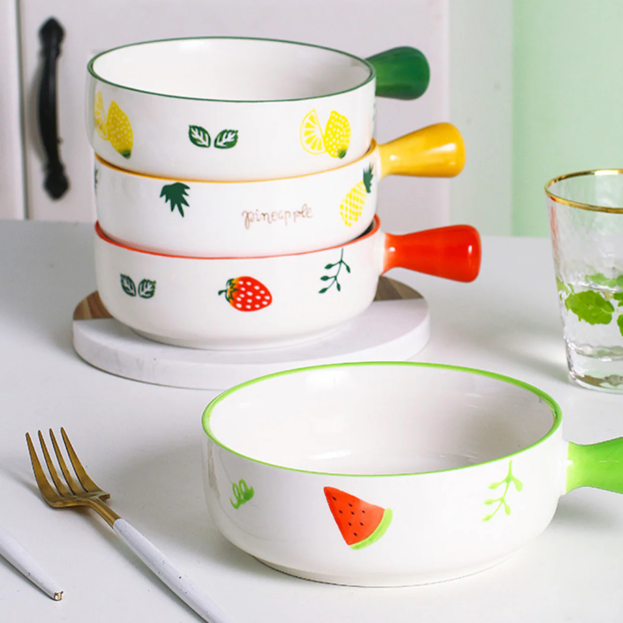 Fruit Printed Bowl With Handle - Image 4