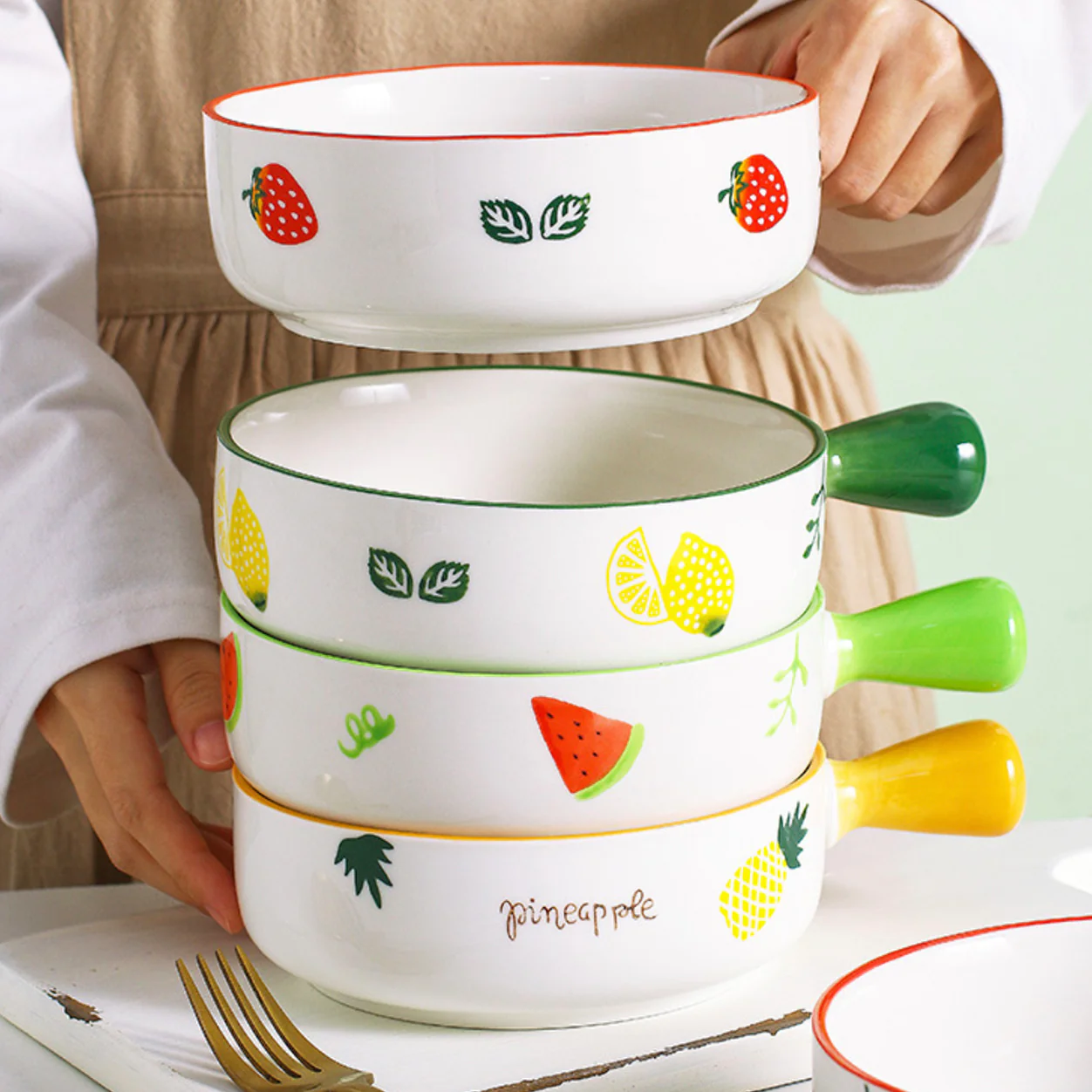 Fruit Printed Bowl With Handle - Image 5