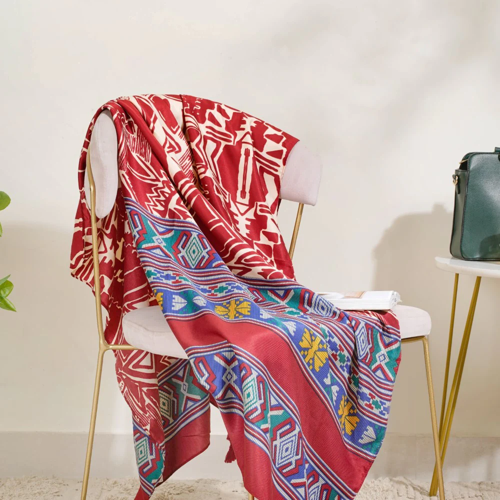 Fuschia Boho Printed Scarf - Image 2
