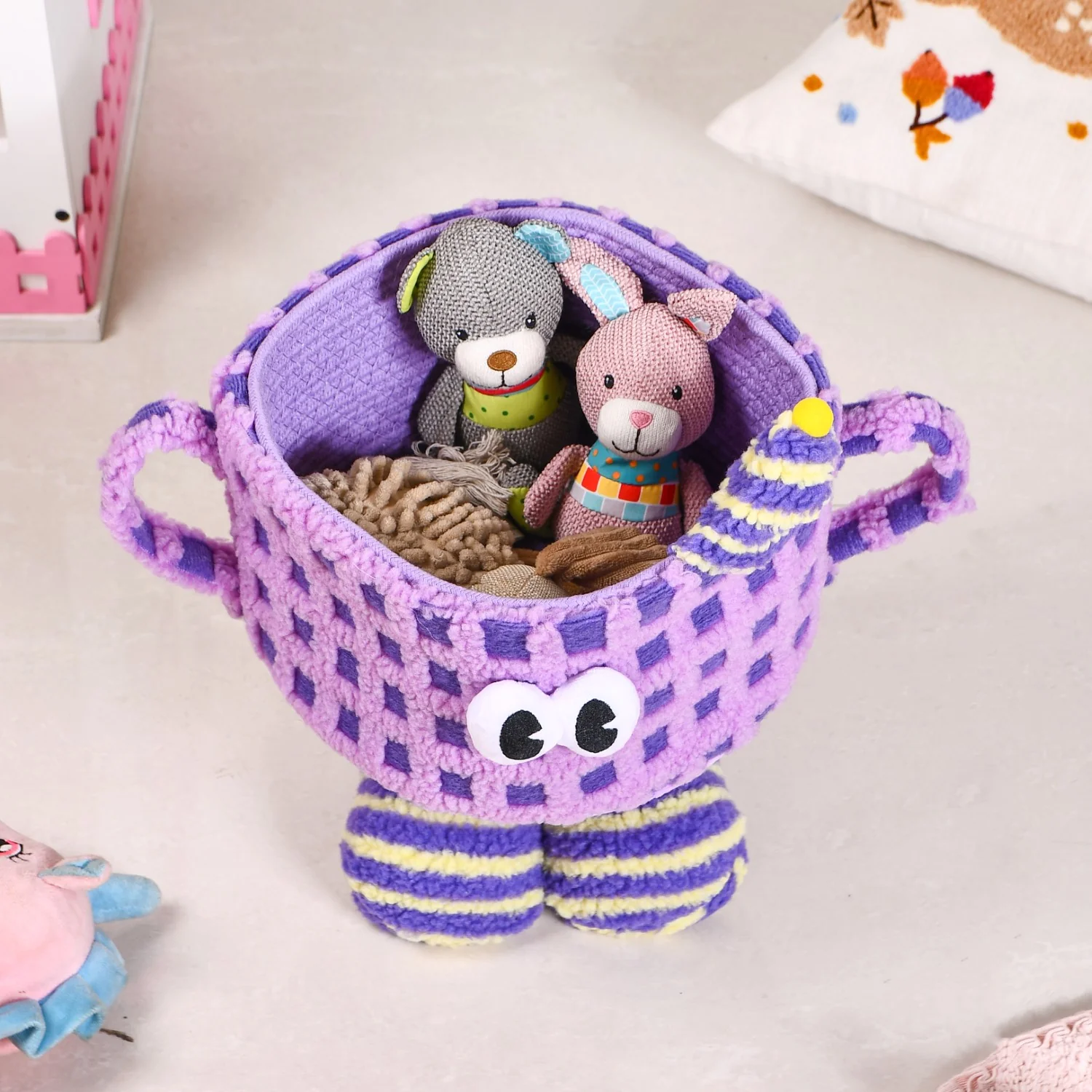 Fuzzy Friend Purple Storage Basket - Image 6