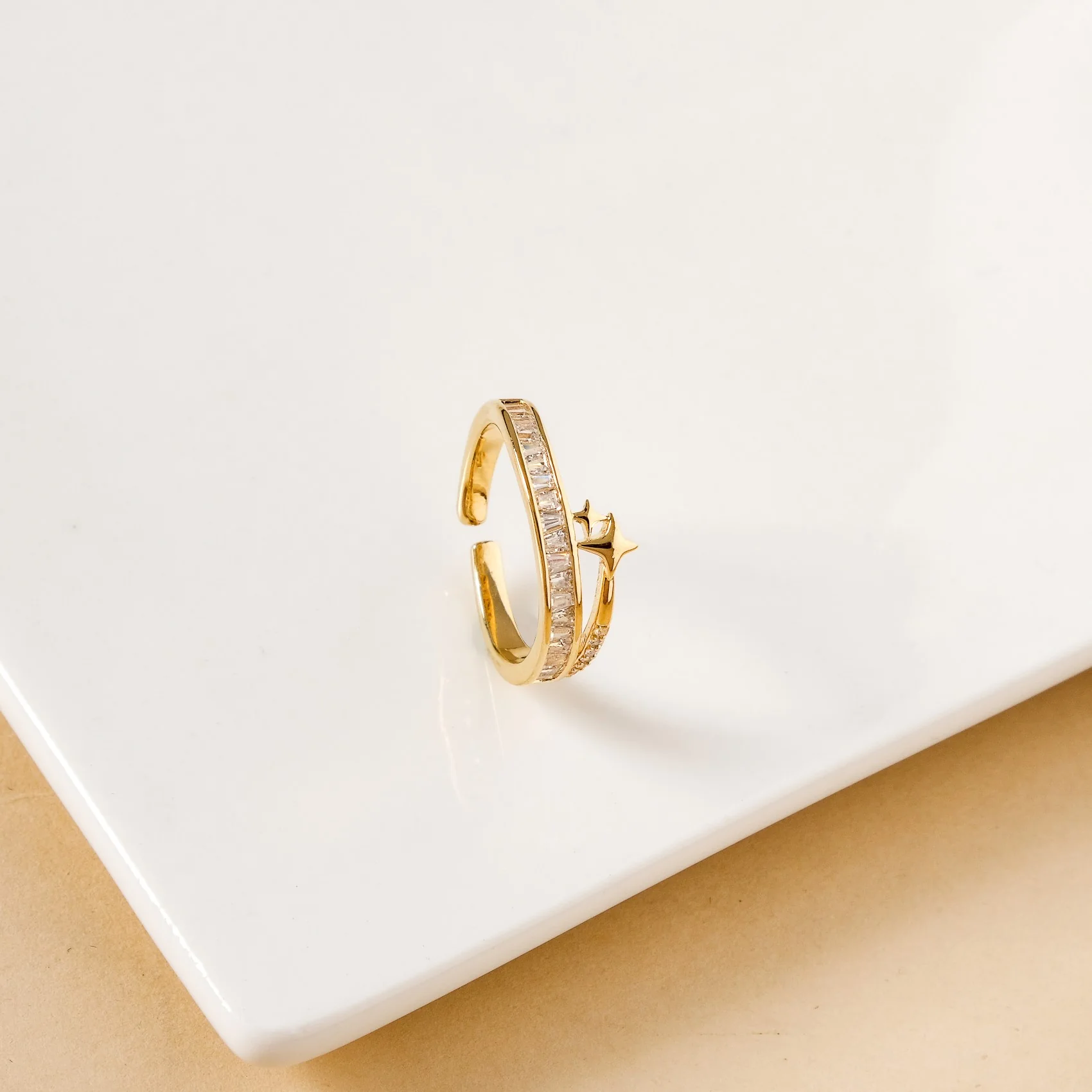 Galaxy Gleam Dual Band Gold Ring - Image 5