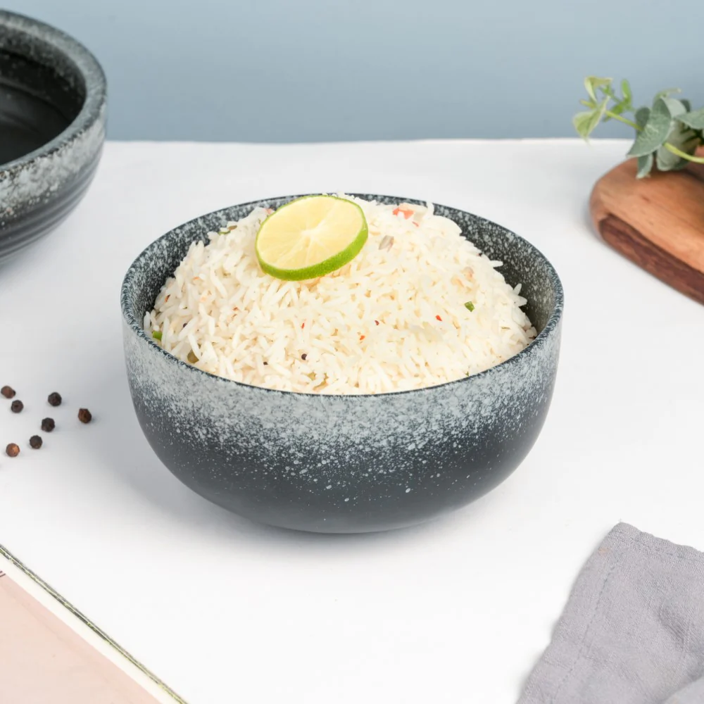 Galaxy Stone Pottery Curry Bowl Black White 500 ml - Image 6