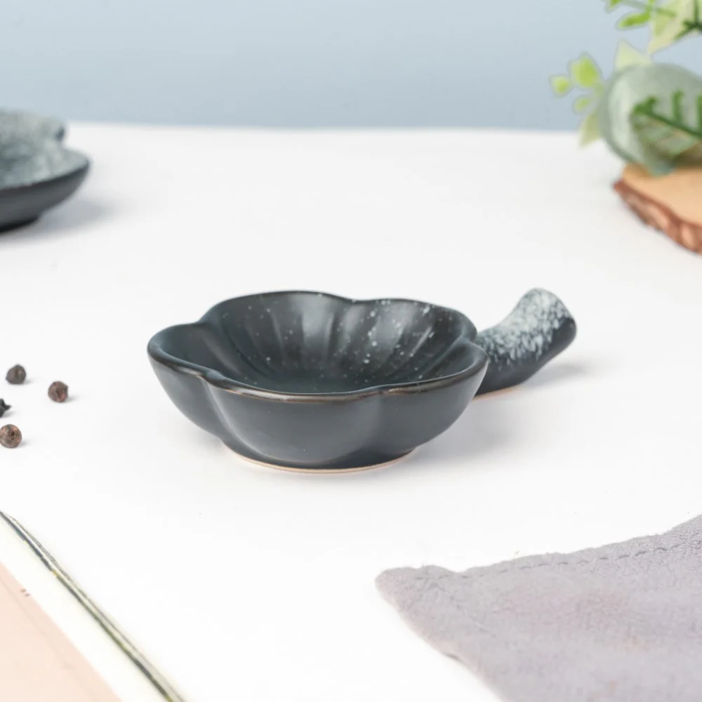 Galaxy Stone Pottery Dip Bowl With Chopsticks Rest - Image 5