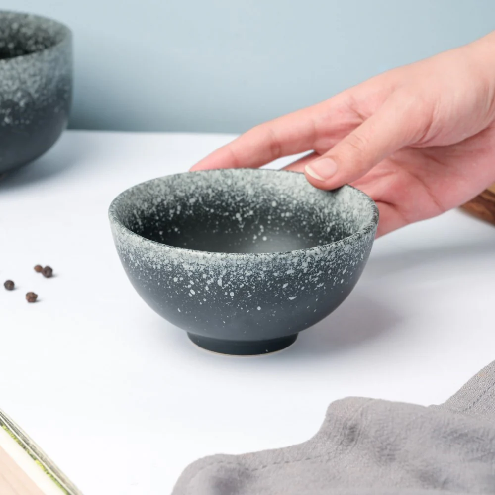 Galaxy Stone Pottery Side Bowl Black 250 ml - Image 2