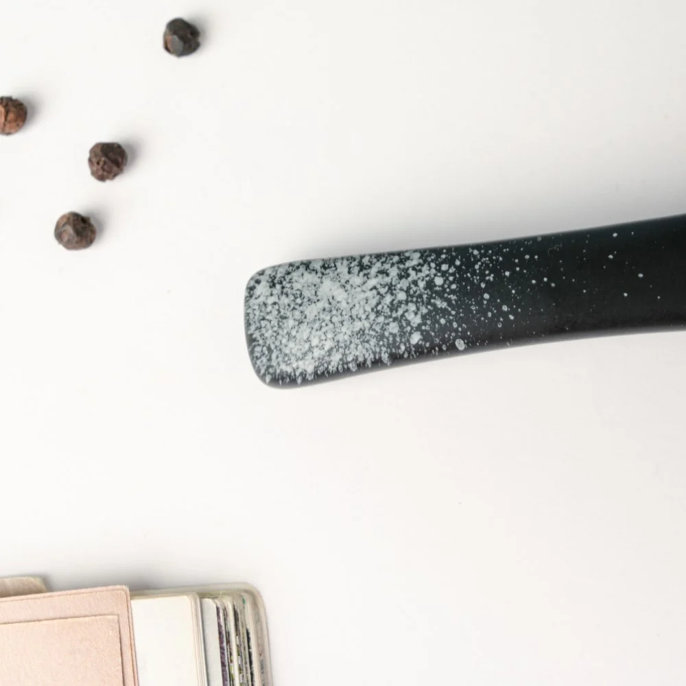 Galaxy Stone Pottery Spoon For Soup Matte Black - Image 5