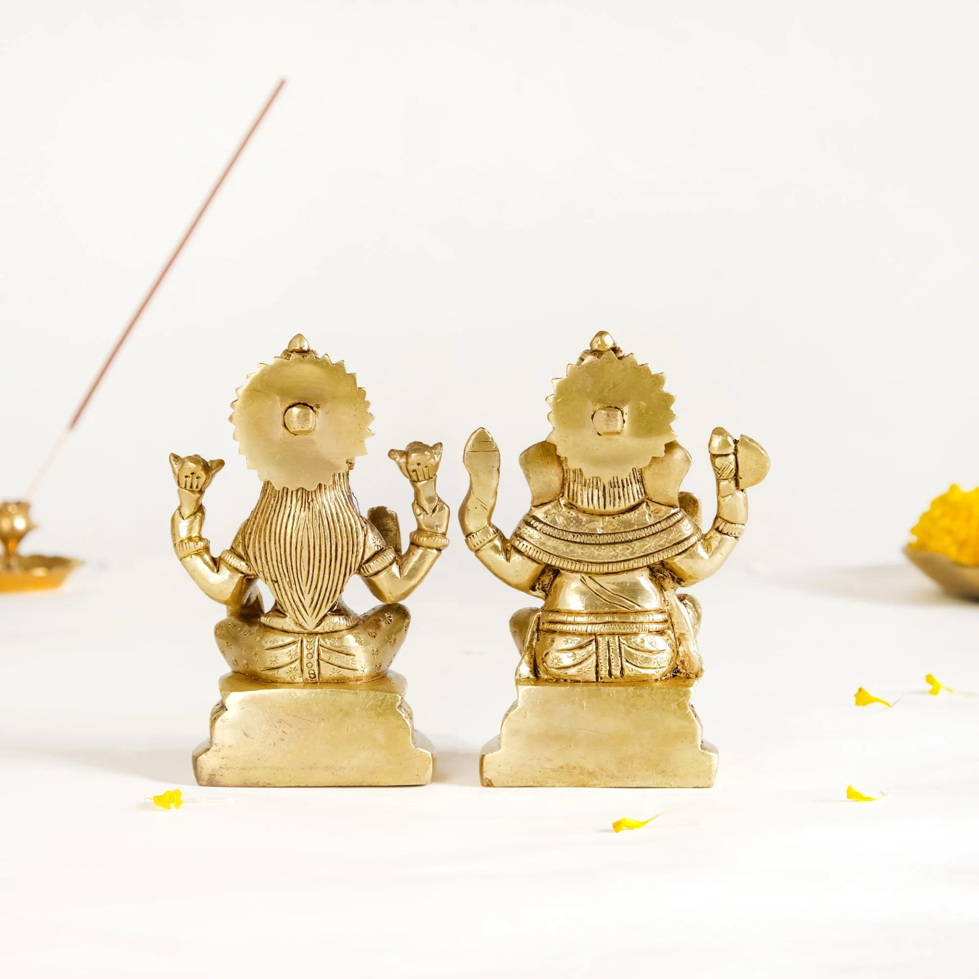 Ganesh Laxmi Pure Brass Statue Set Of 2 11cm - Image 12
