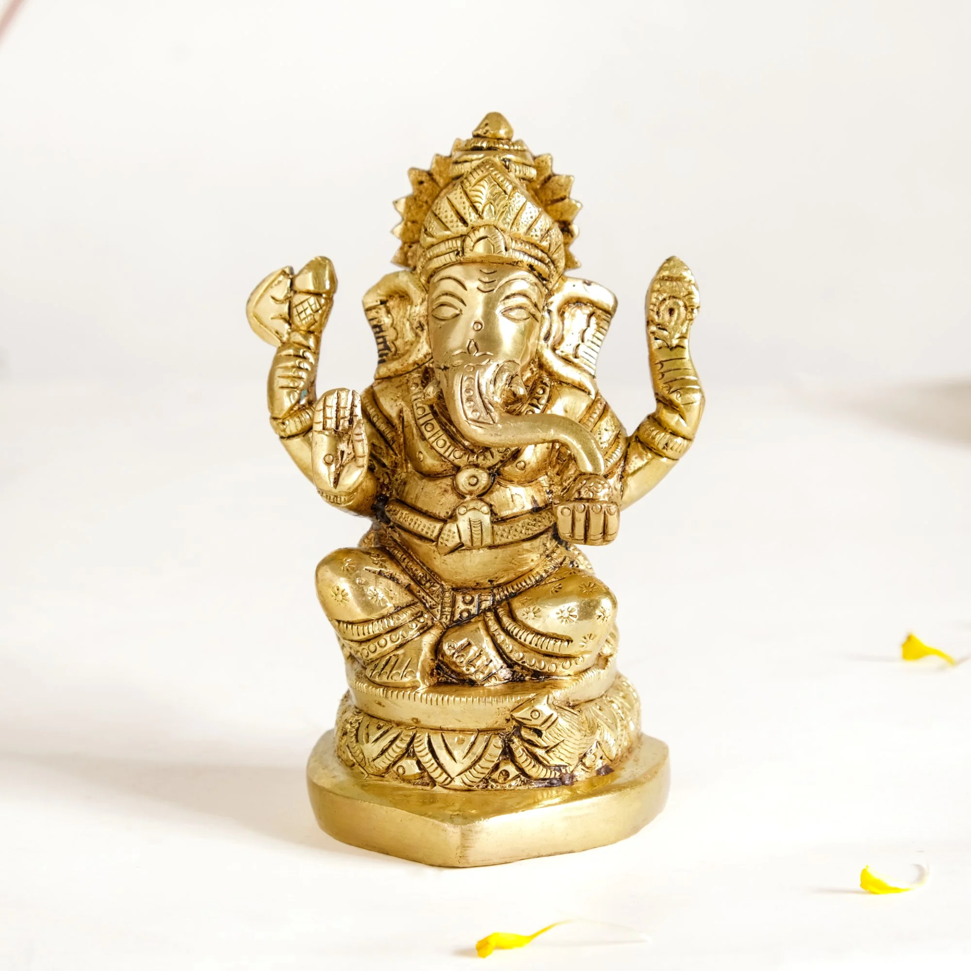 Ganesh Laxmi Pure Brass Statue Set Of 2 11cm - Image 7