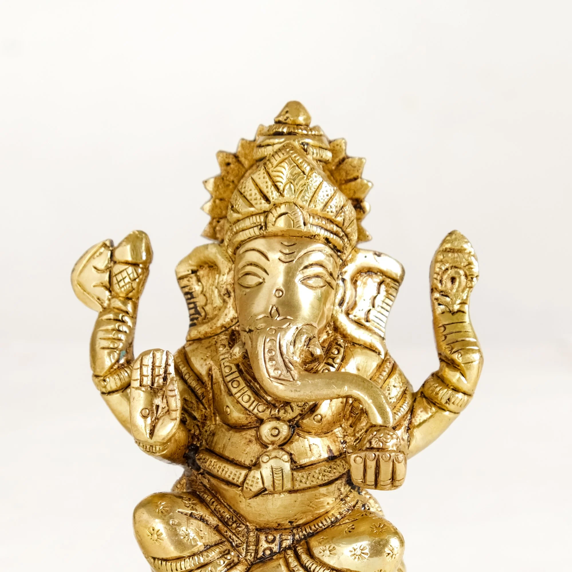 Ganesh Laxmi Pure Brass Statue Set Of 2 11cm - Image 9