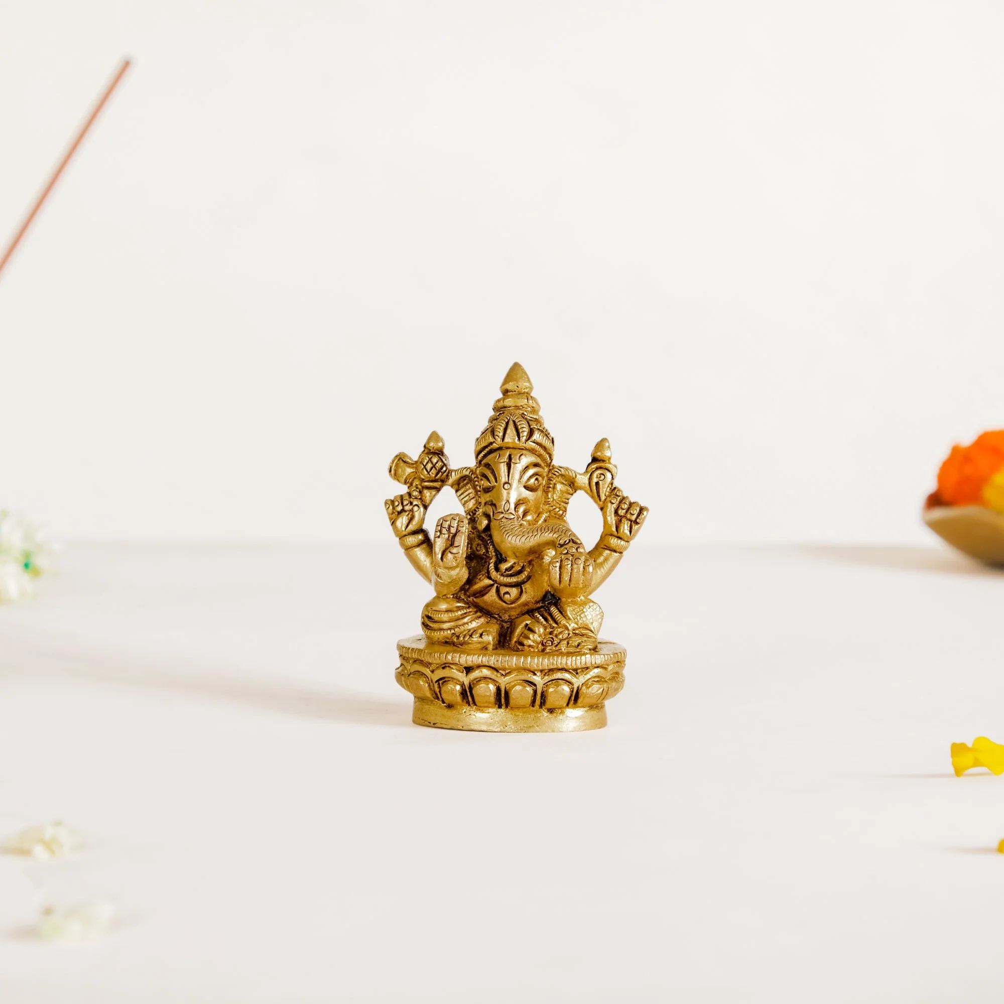 Ganesh Laxmi Saraswati Brass Puja Idol Set Of 3 7cm - Image 6