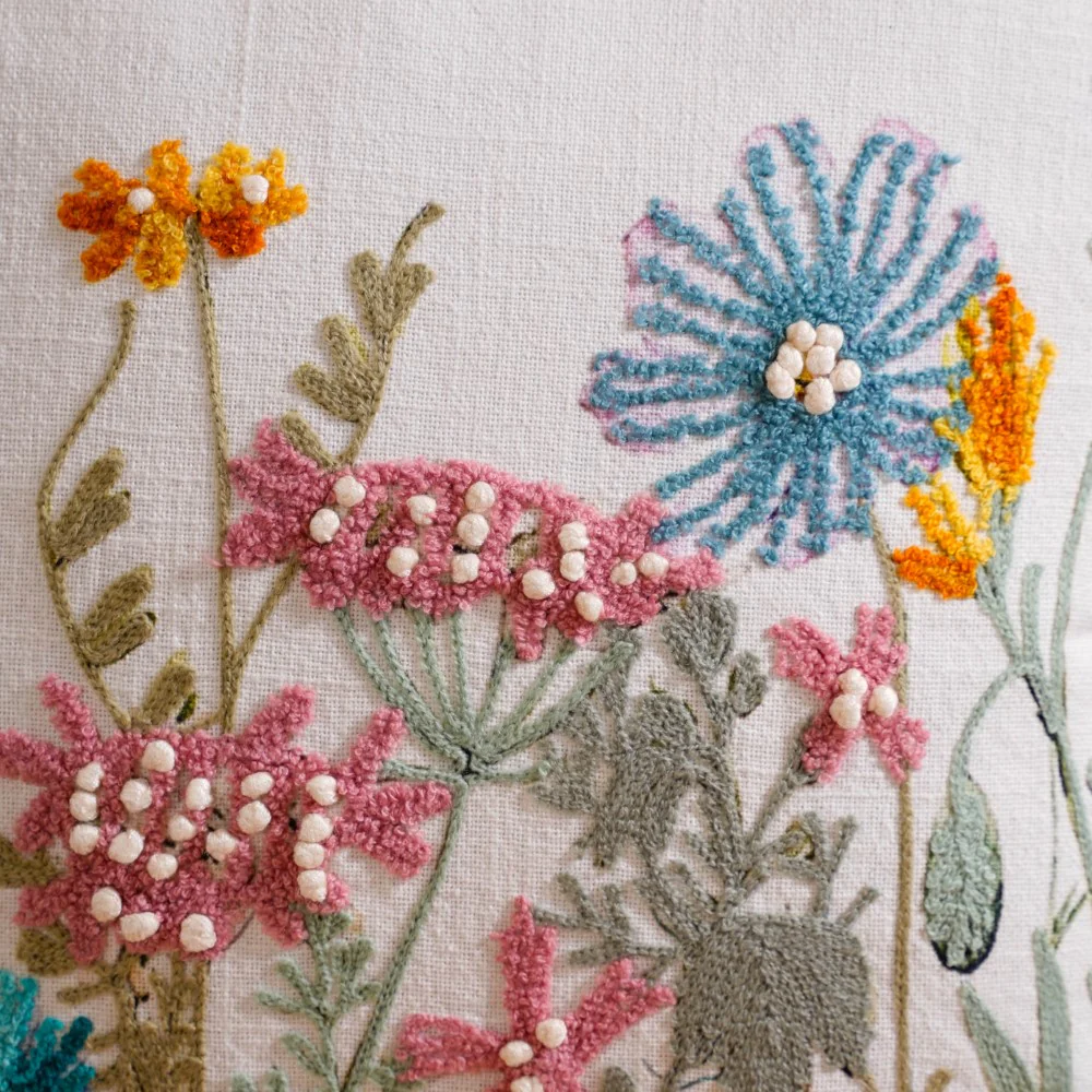 Garden Embroidered Cushion Cover 16x16 Inch - Image 2