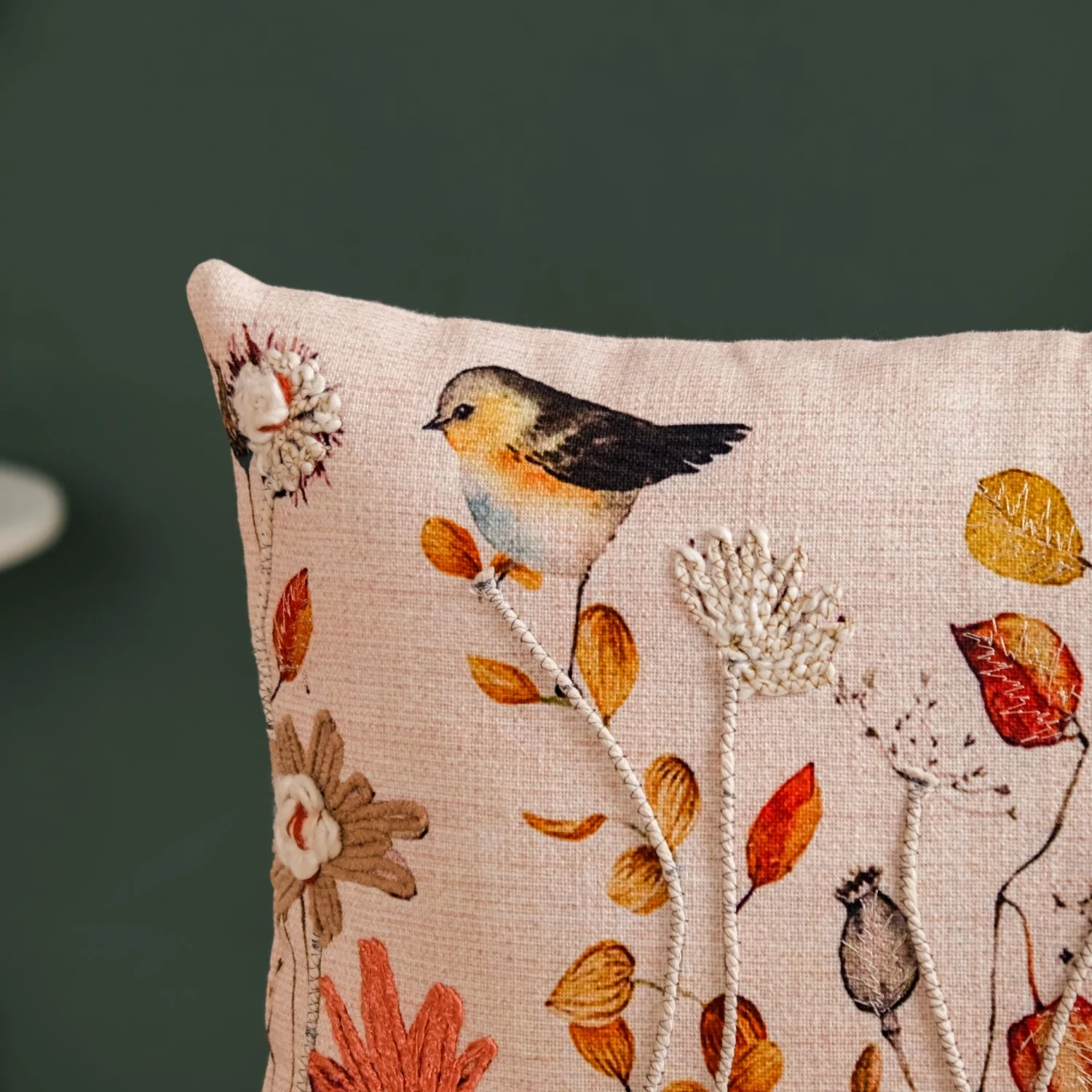 Garden Glory Embroidered Cushion Cover For Home Decor 20x14 Inch - Image 6