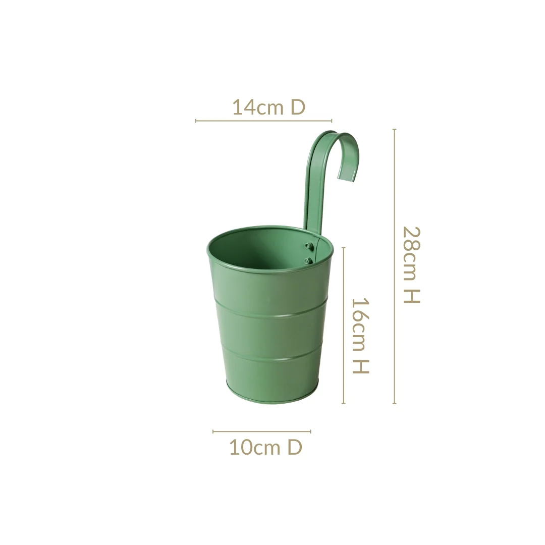 Garden Muse Hanging Flower Bucket Set Of 3 Sage Green - Image 4