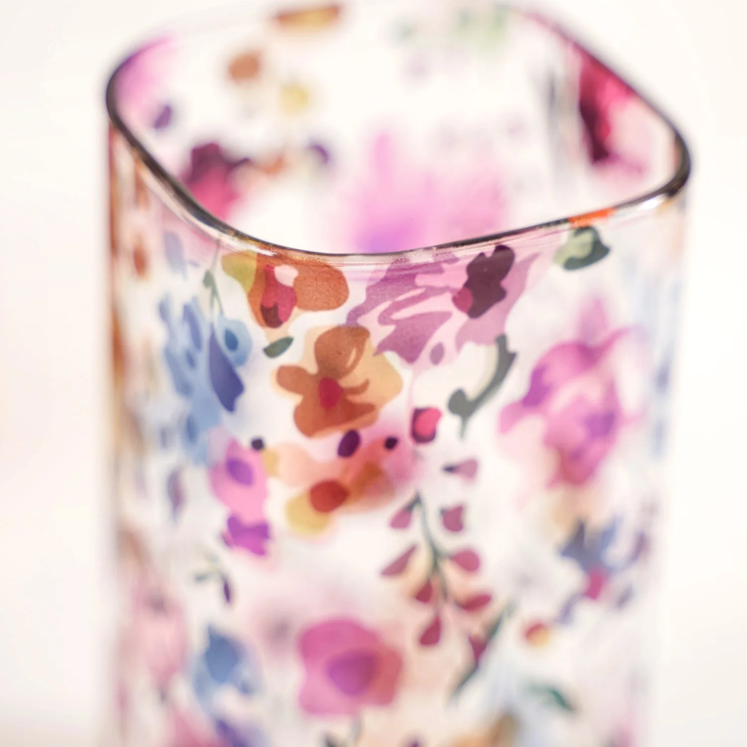 Garden Rose Printed Glass Tumbler Set Of 4 340ml - Image 8