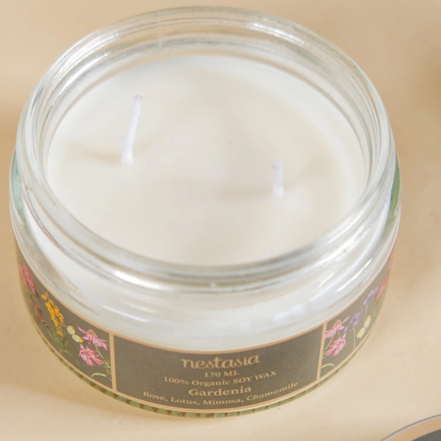 Gardenia Scented Two Wick Candle Glass Jar 170ml - Image 12