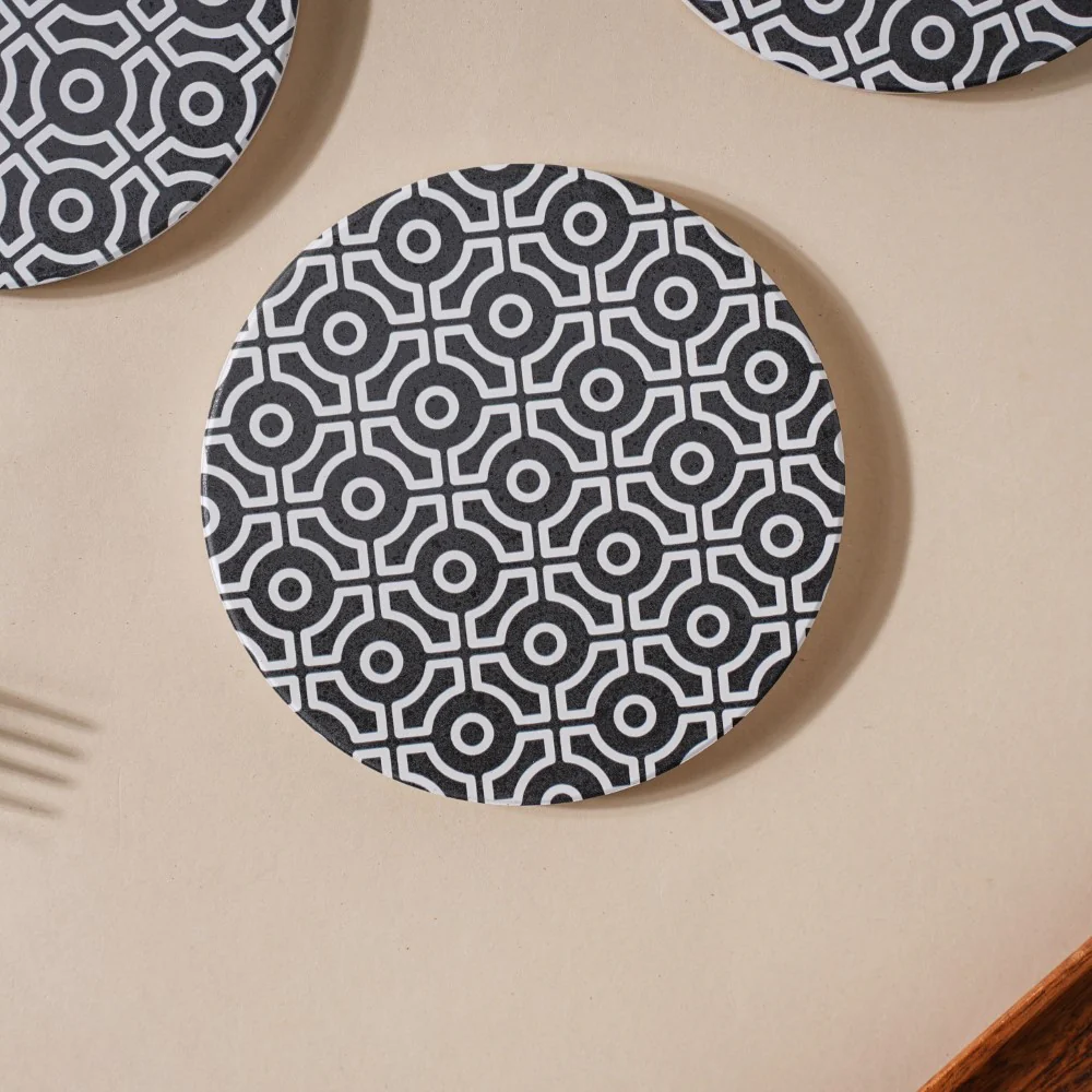 Geometric Ceramic Coaster Black And White Set of 4 - Image 5