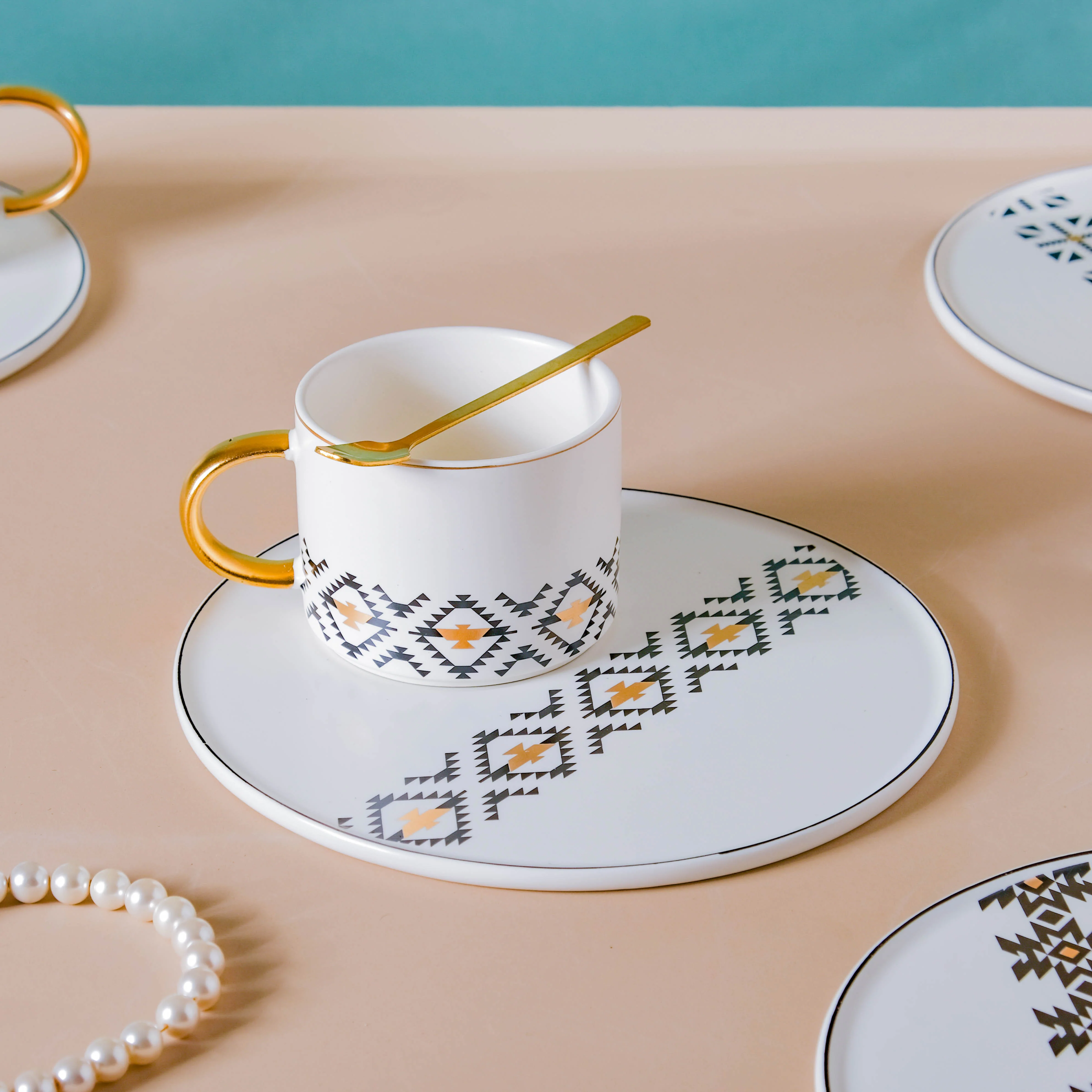 Geometric Cup And Plate Set - Image 3