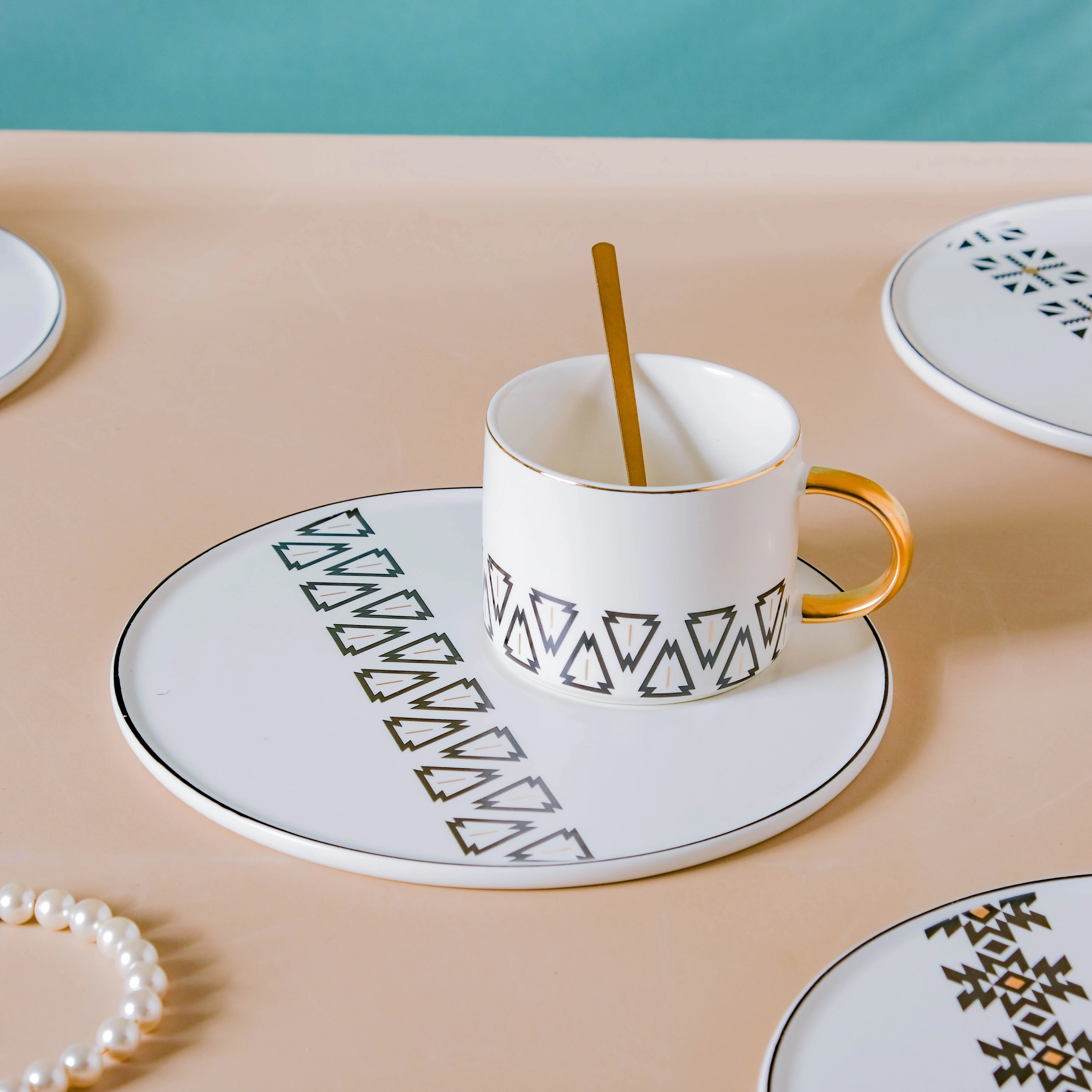 Geometric Cup And Plate Set - Image 4