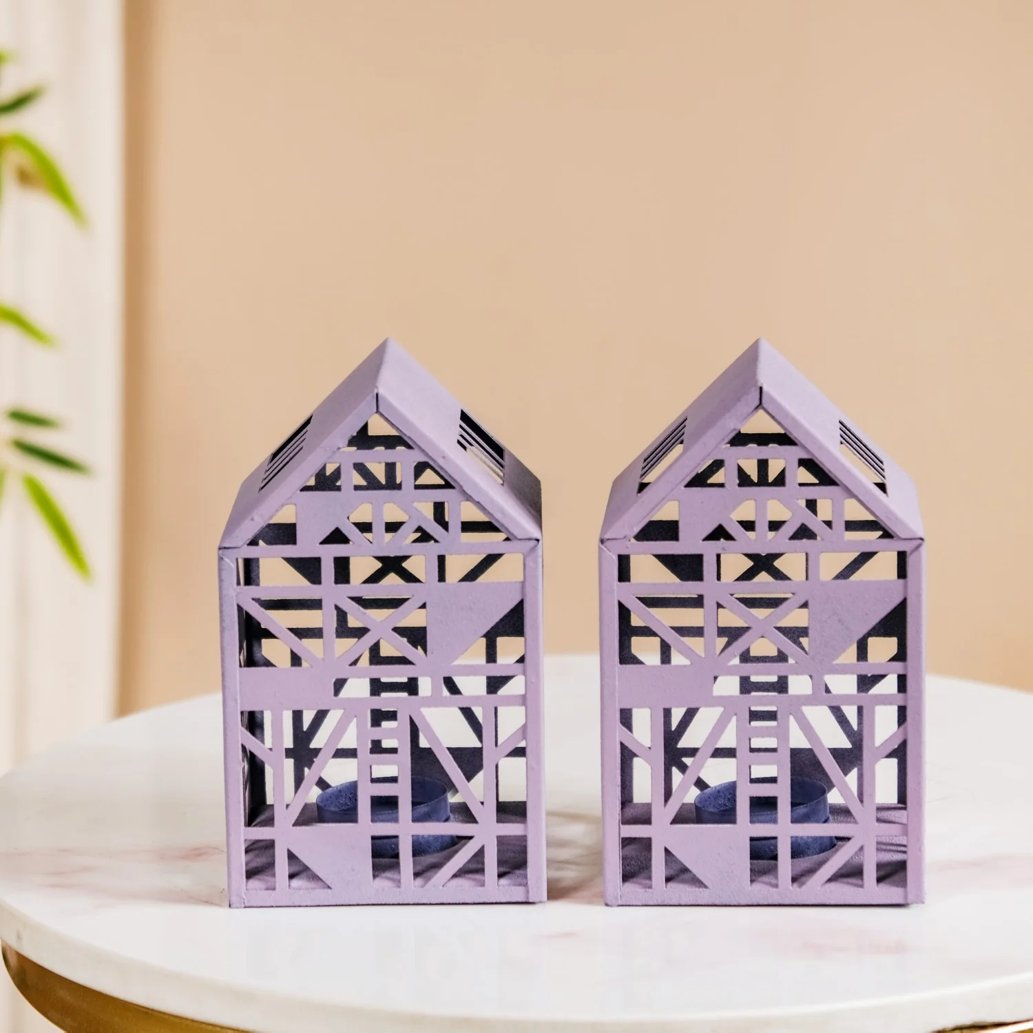 Geometric Cutwork Lantern Lavender Set Of 2 - Image 11