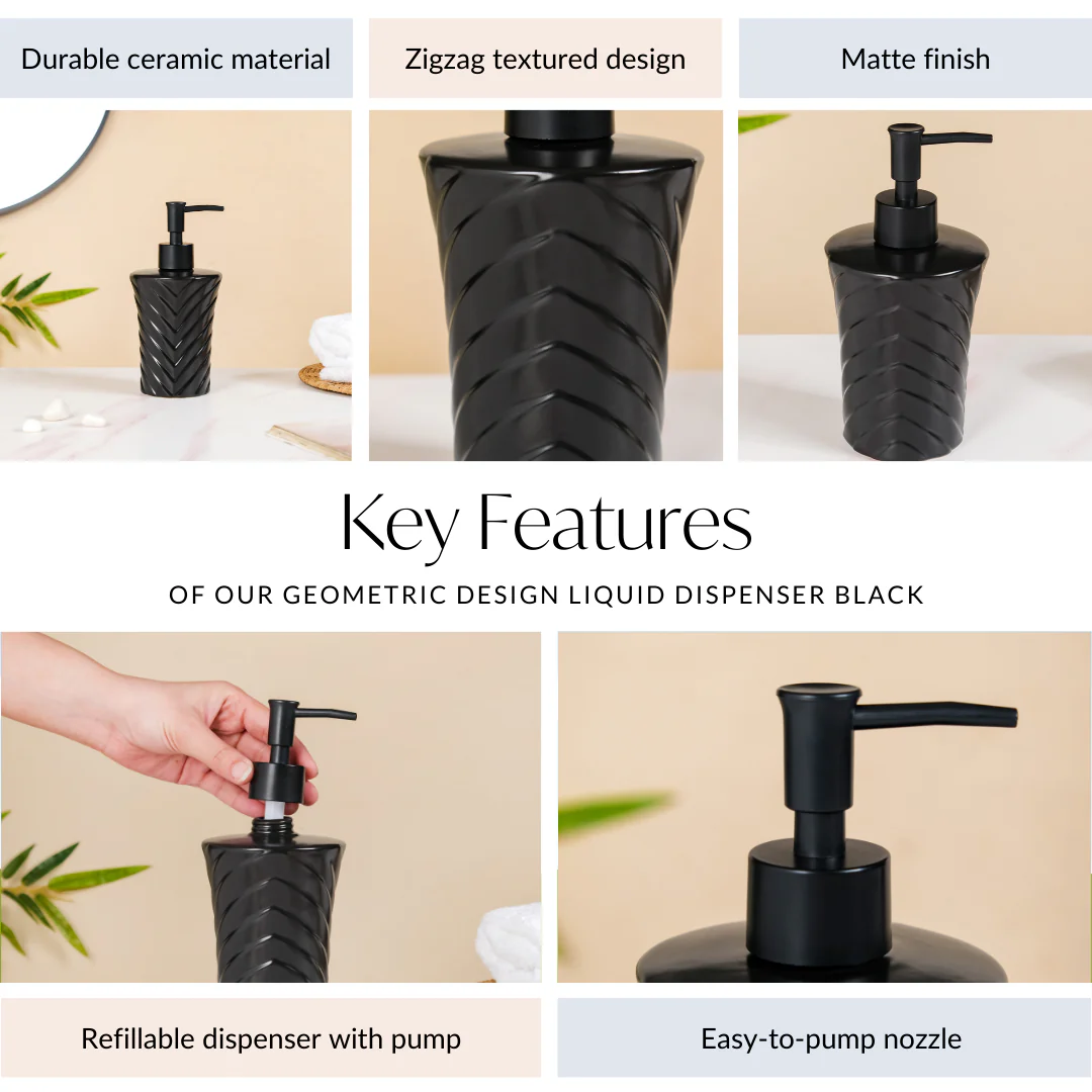 Geometric Design Liquid Dispenser Black 300ml - Image 5