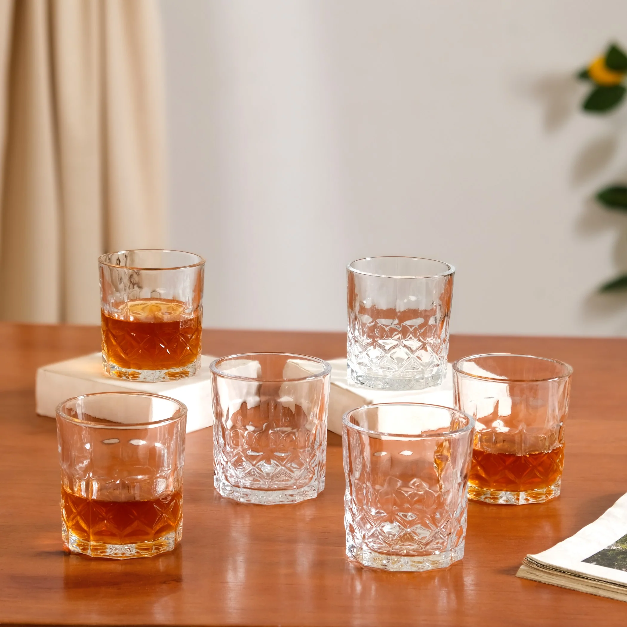 Geometric Embossed Whiskey Glass Set Of 6 230ml - Image 3