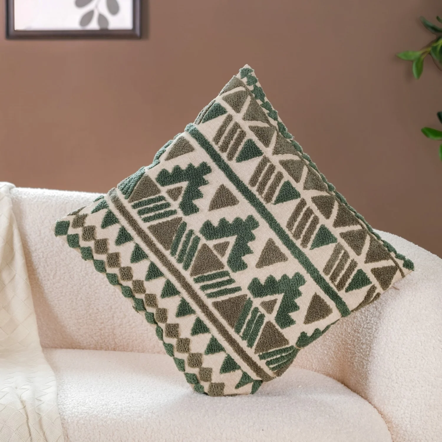 Geometric Tufted Cushion Cover 16x16 Inch - Image 2
